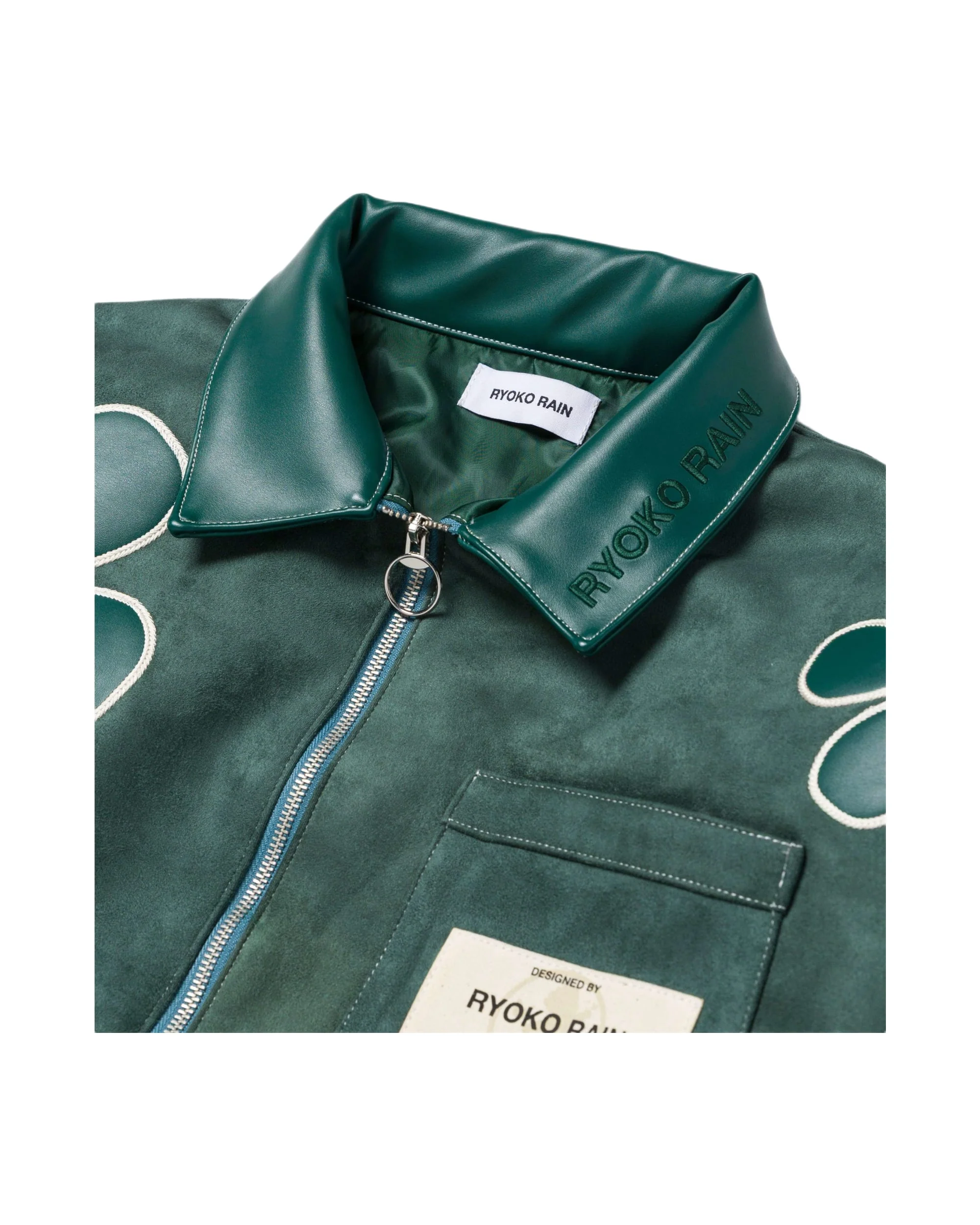 FLORAL SUEDE WORK JACKET- GREEN - Image 4