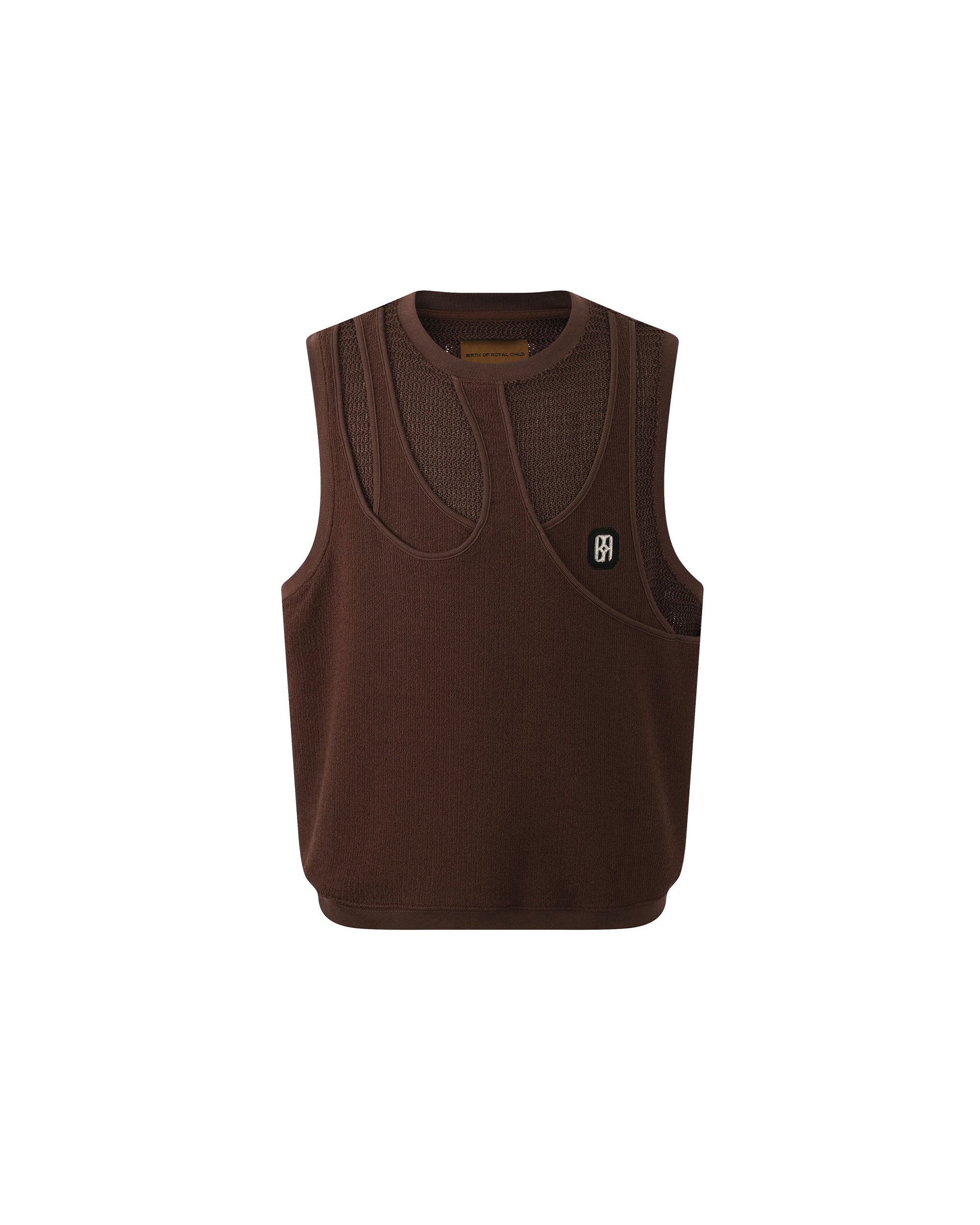 Fluid Layered Knit Tank In Brown