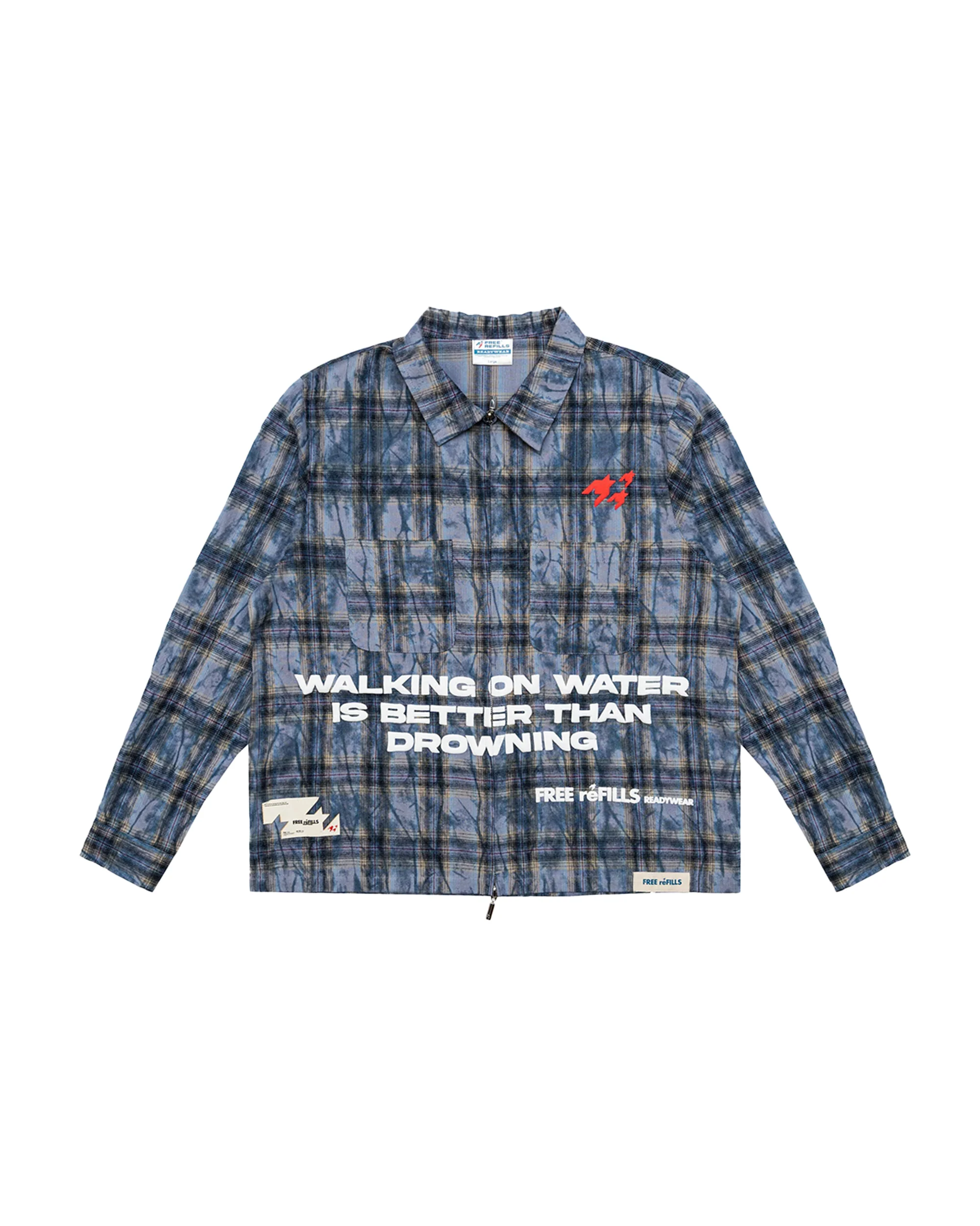 FR Cropped Flannel - Washed Blue