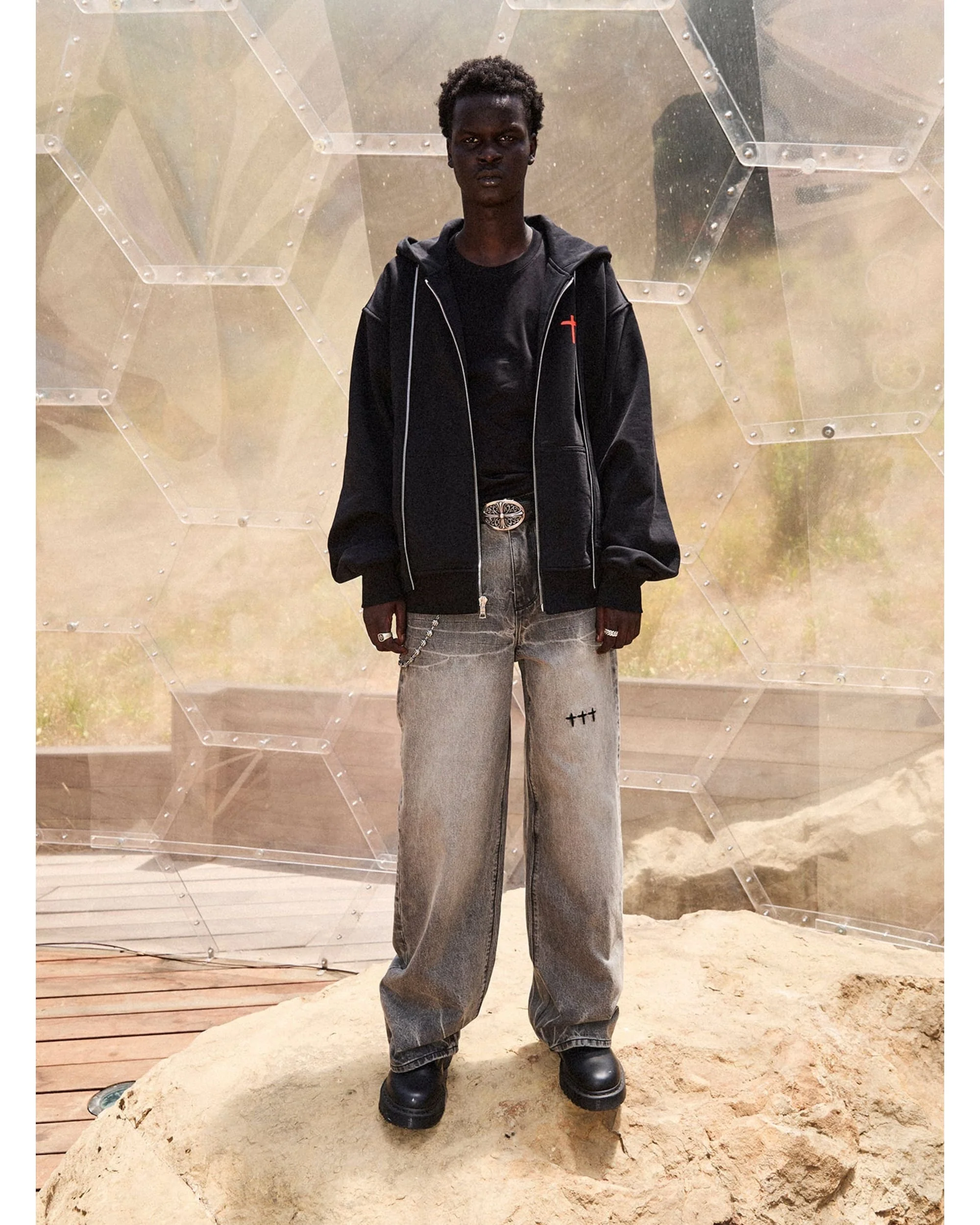 FRANCO WIDE LEG JEAN | IRON HAZE CROSS TRIAD - Image 5