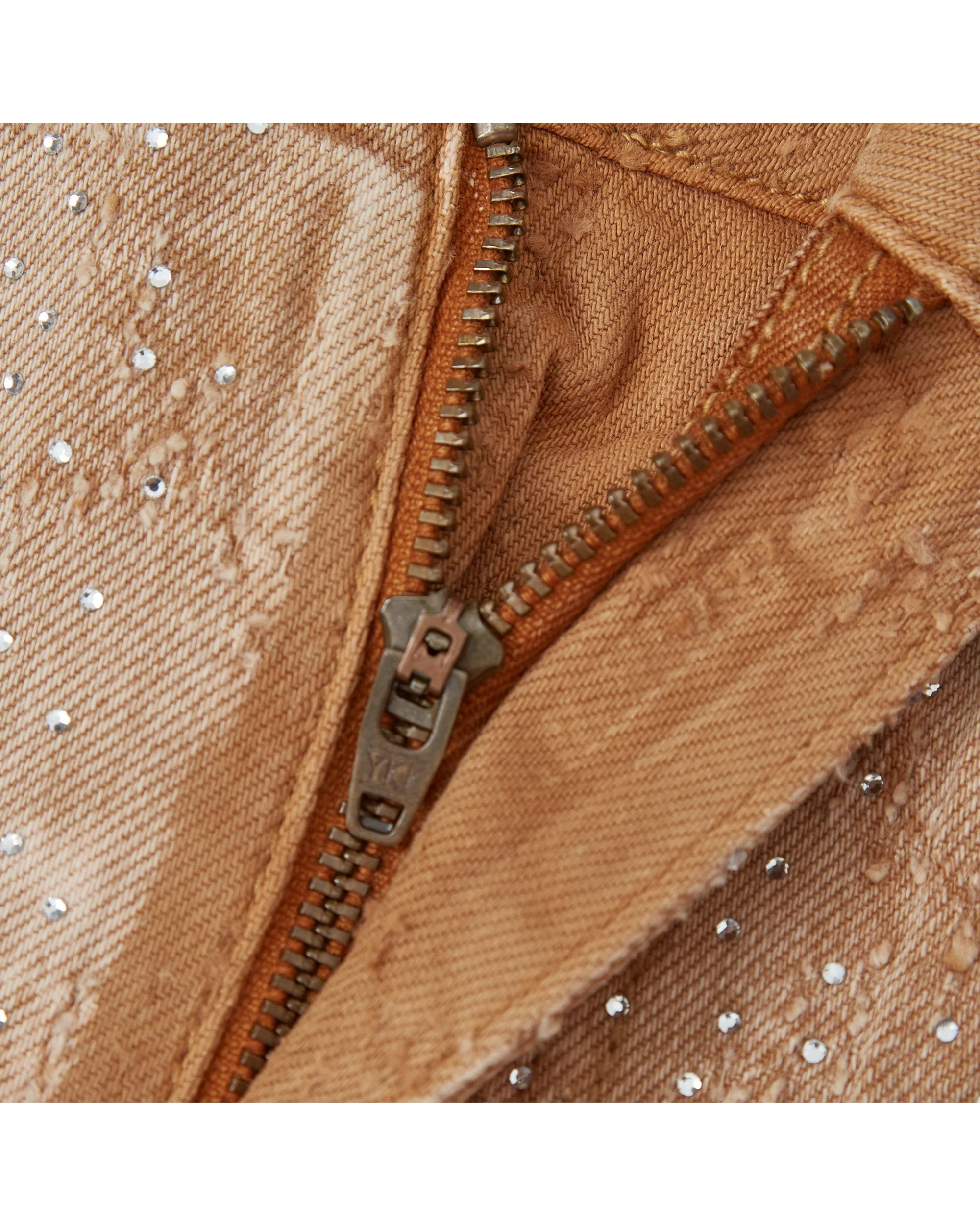 Gemstone Denim Jorts - Light Brown - Image 10