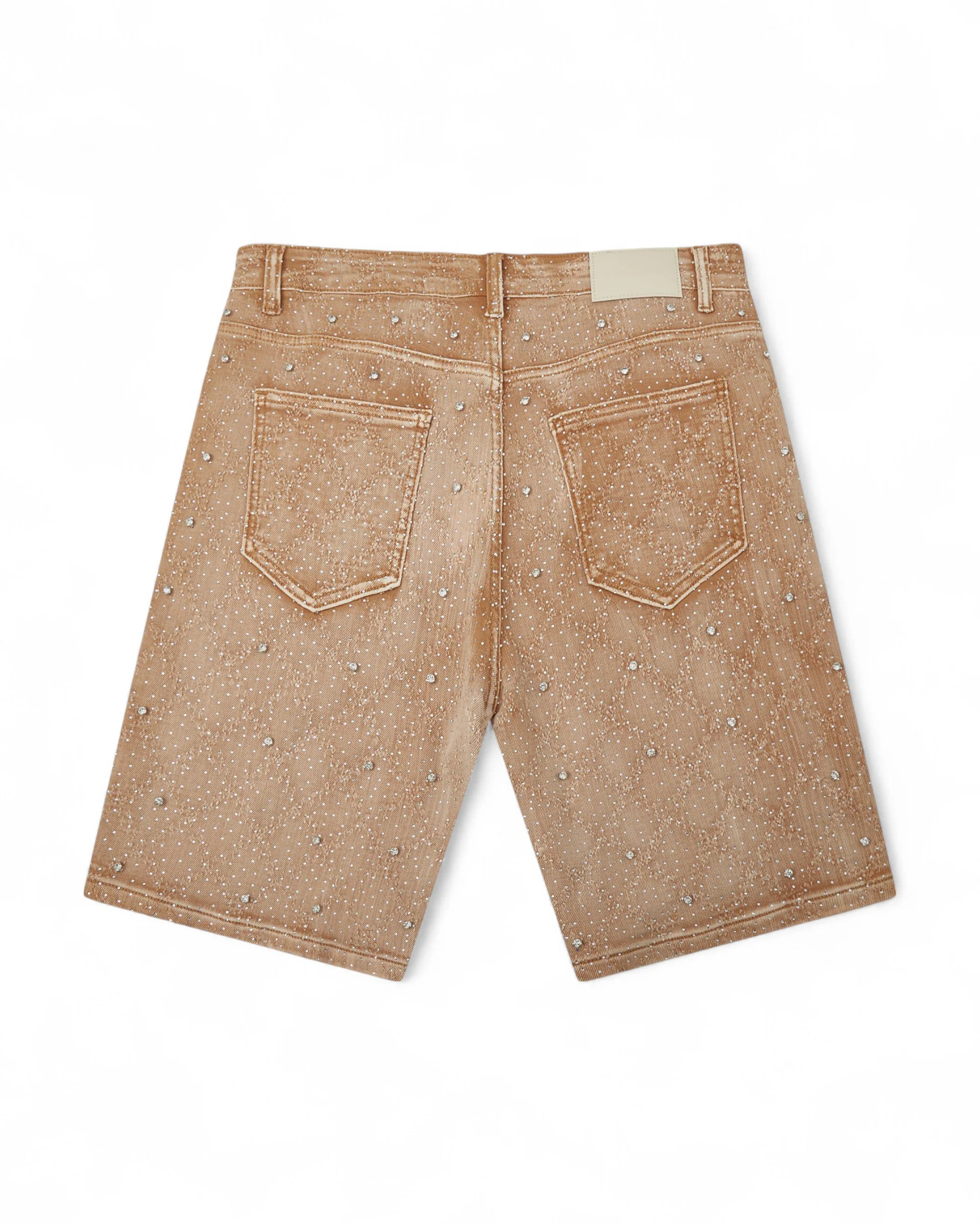 Gemstone Denim Jorts - Light Brown - Image 2