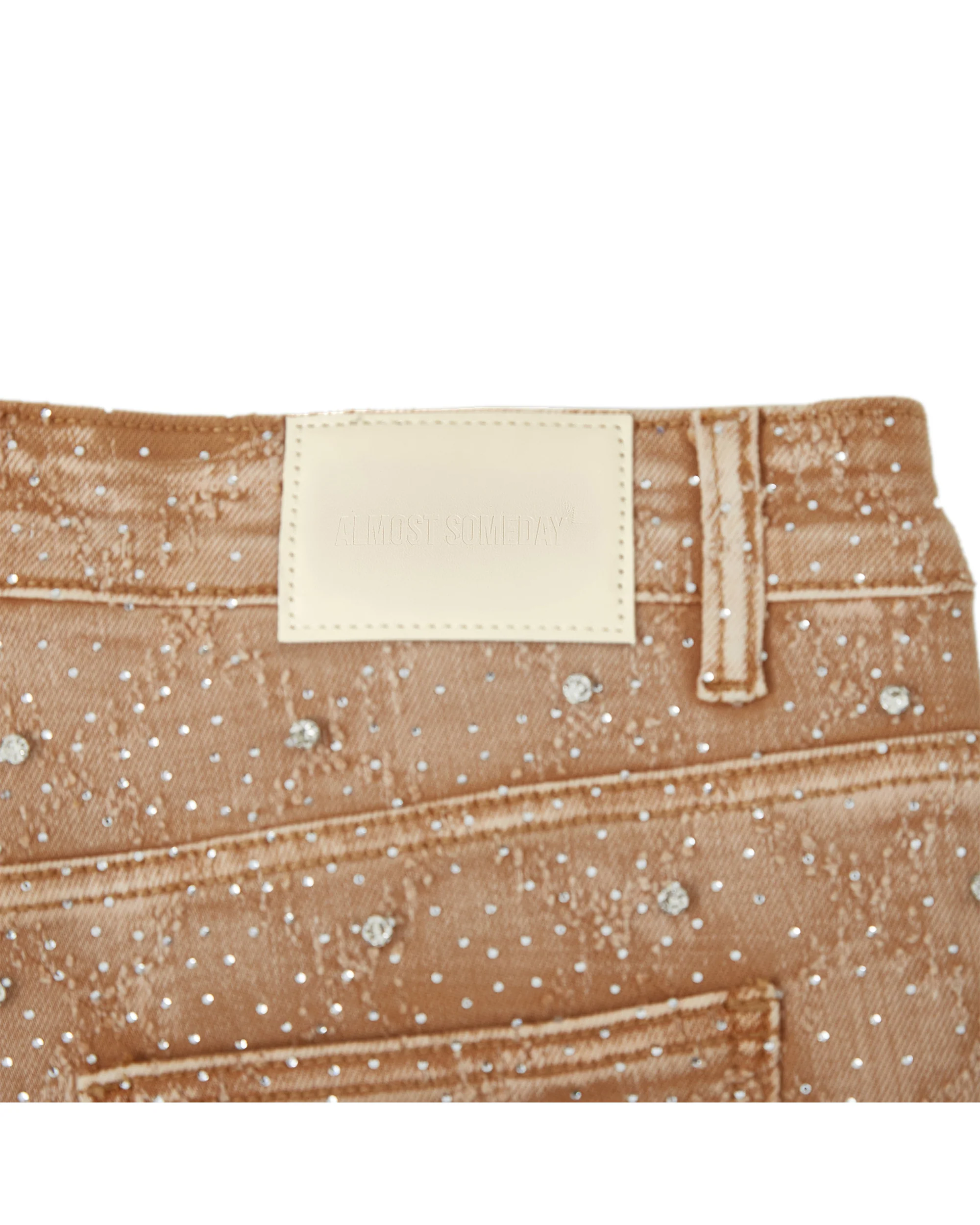 Gemstone Denim Jorts - Light Brown - Image 3