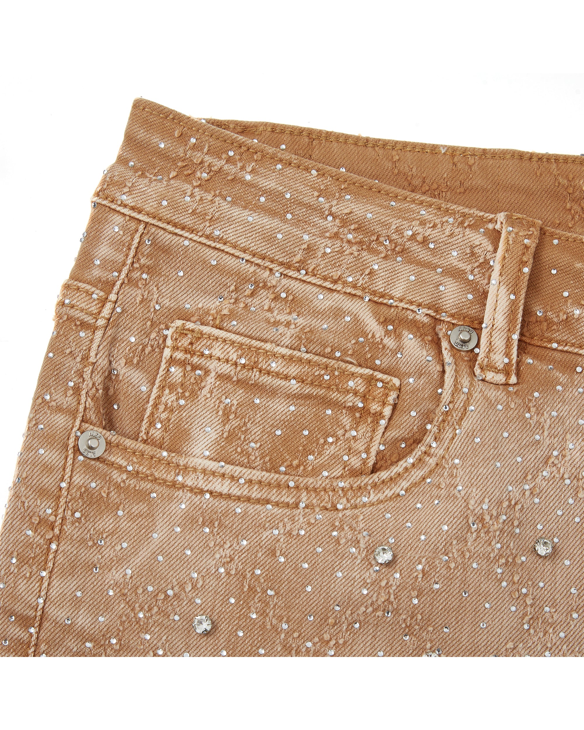 Gemstone Denim Jorts - Light Brown - Image 8