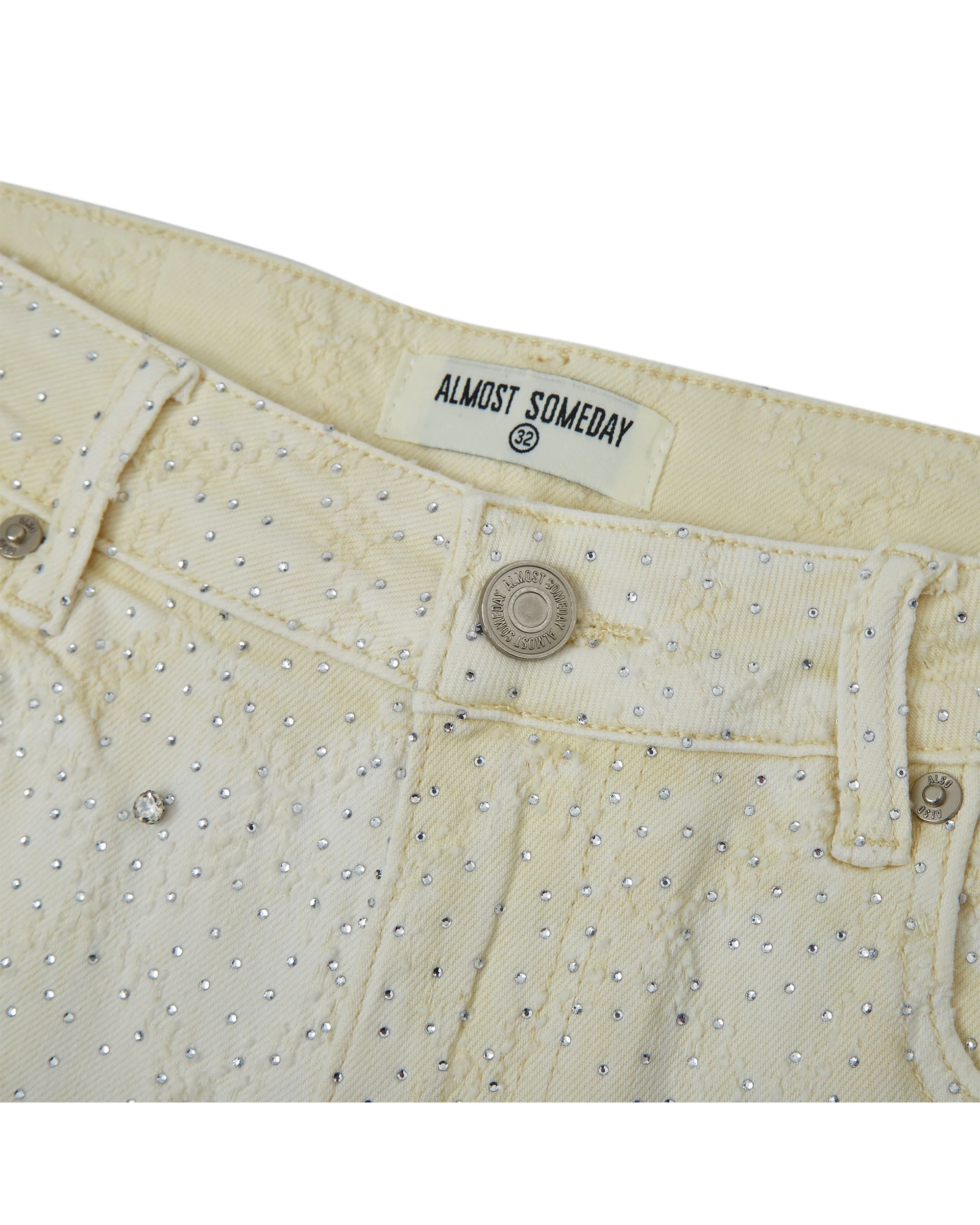 Gemstone Denim Jorts - White - Image 4