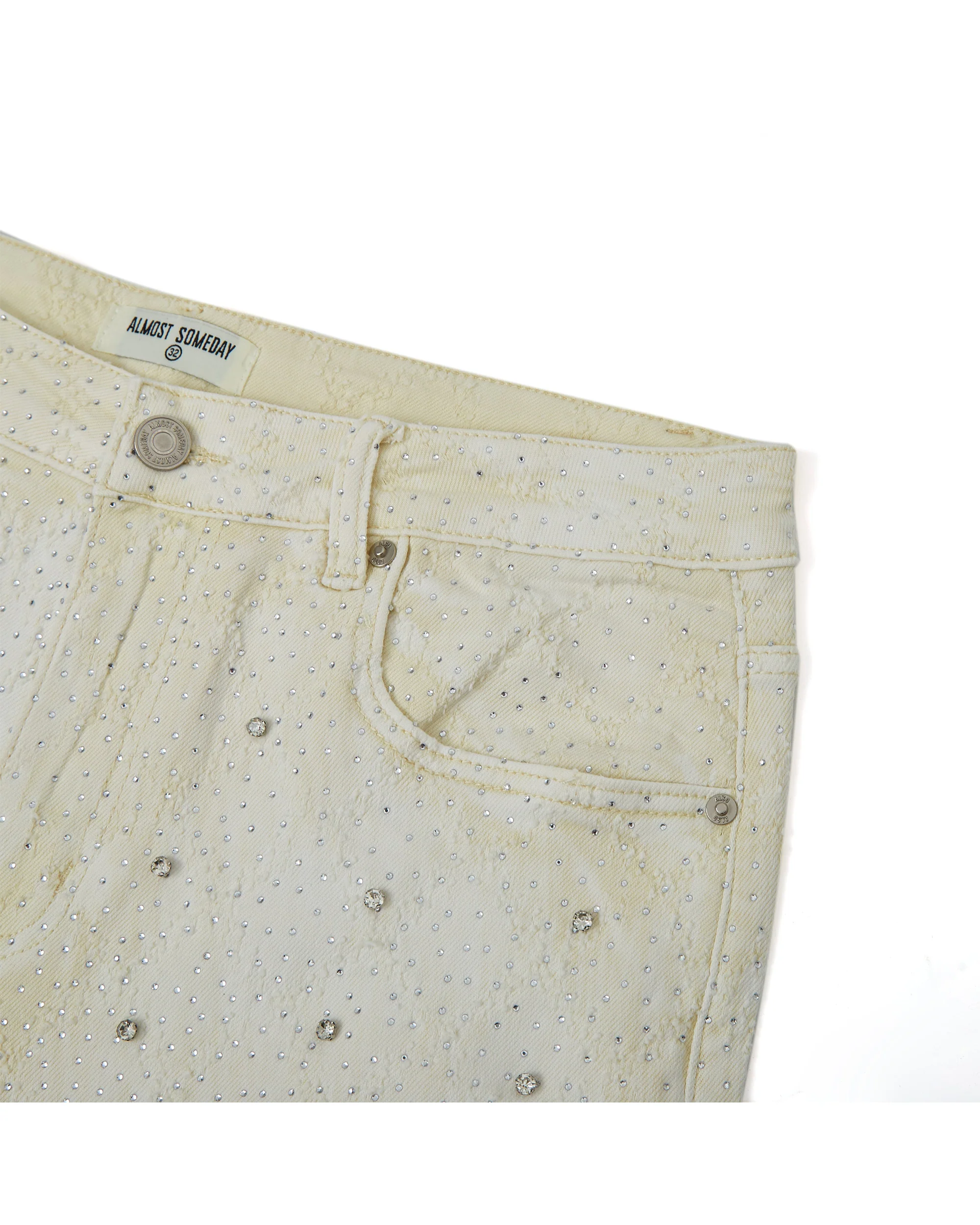 Gemstone Denim Jorts - White - Image 5