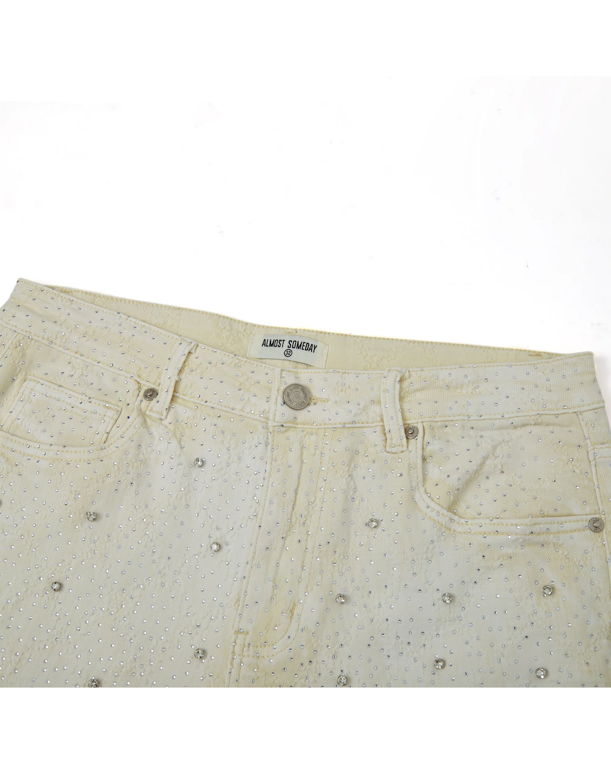 Gemstone Denim Jorts - White - Image 7