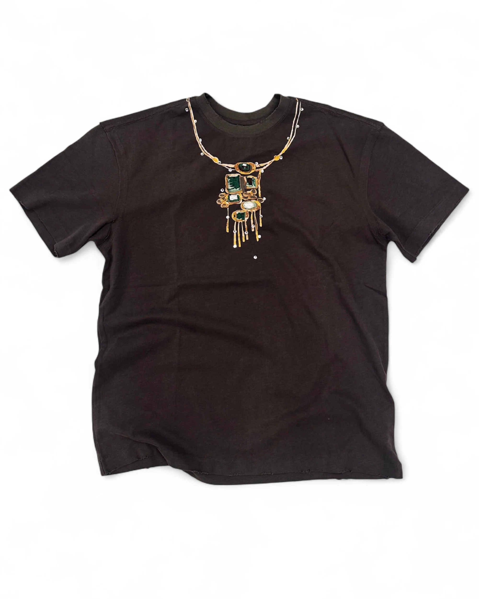Gemstone Necklace Print T-Shirt in Dark Grey