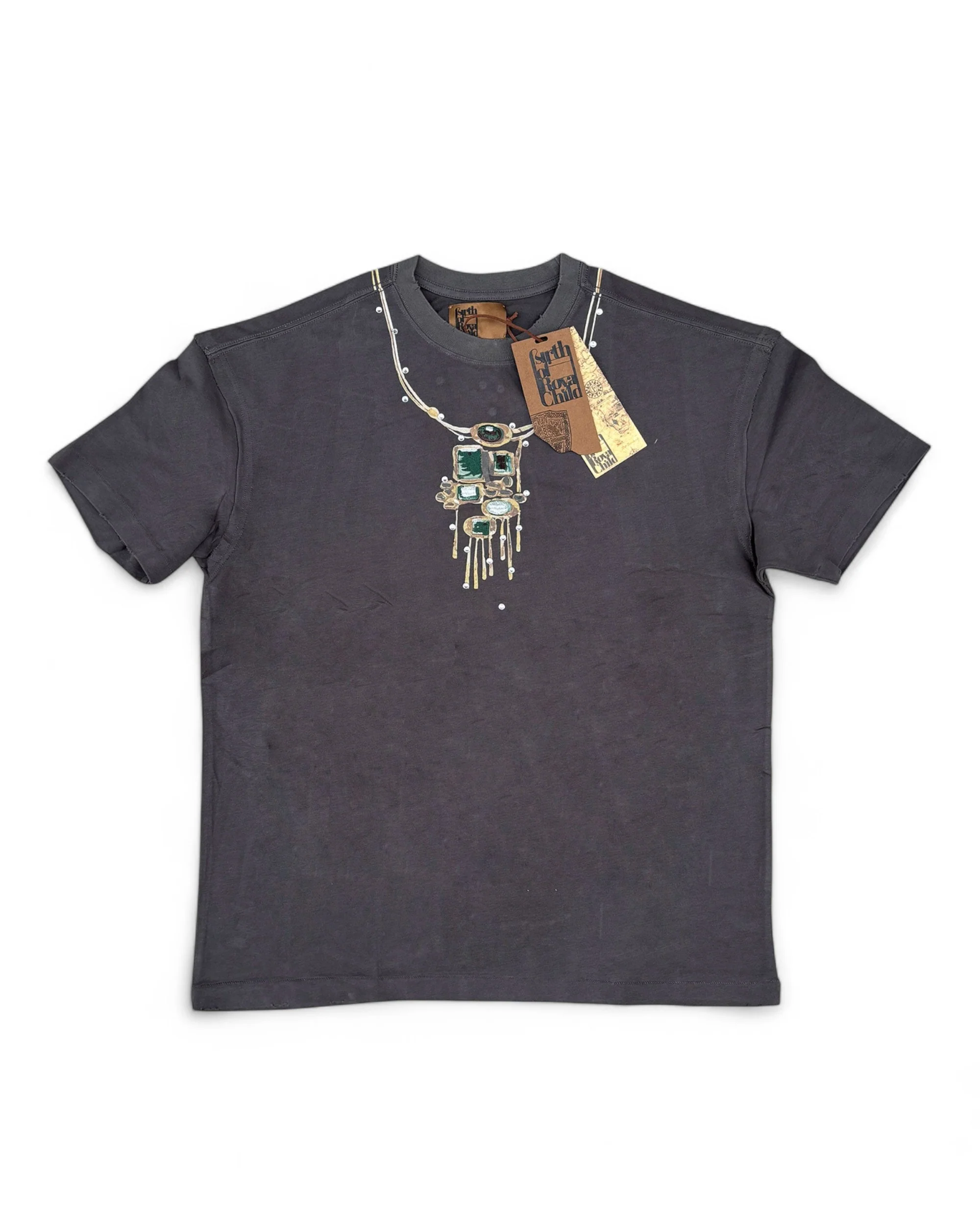 Gemstone Necklace Print T-Shirt in Dark Grey - Image 10