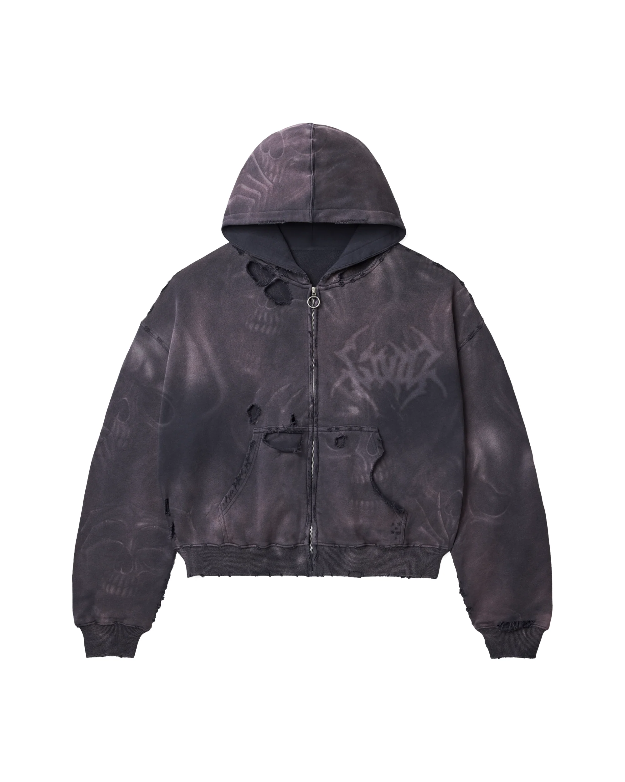 GHOST SKULL ZIP UP HOODIE
