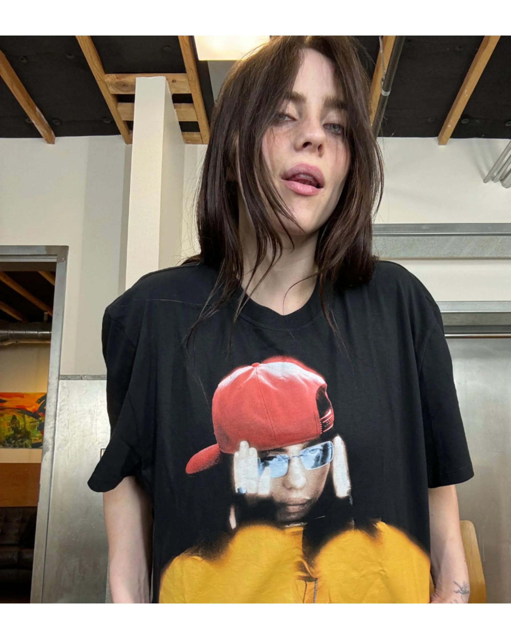 Glasses HIT ME HARD AND SOFT: THE TOUR 2024 Black T-Shirt - Image 3