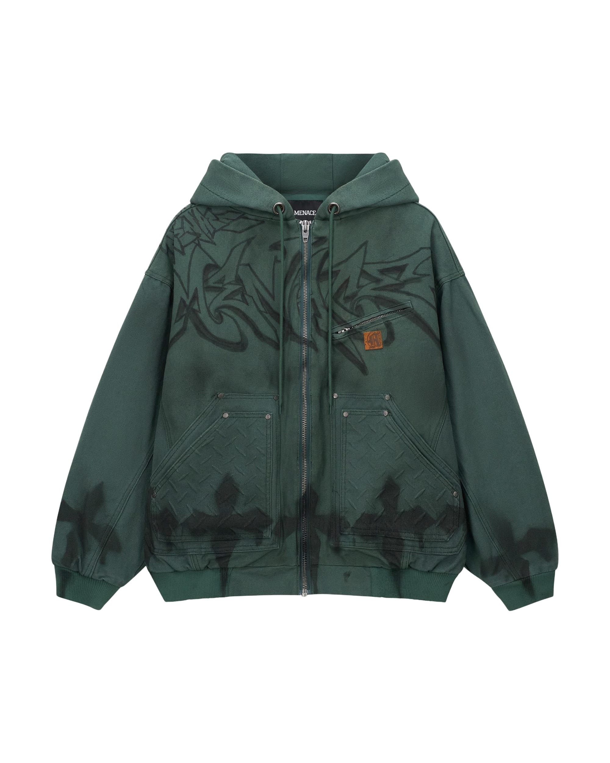 GRAFFITI STEEL EMBOSSED CANVAS HOODED JACKET