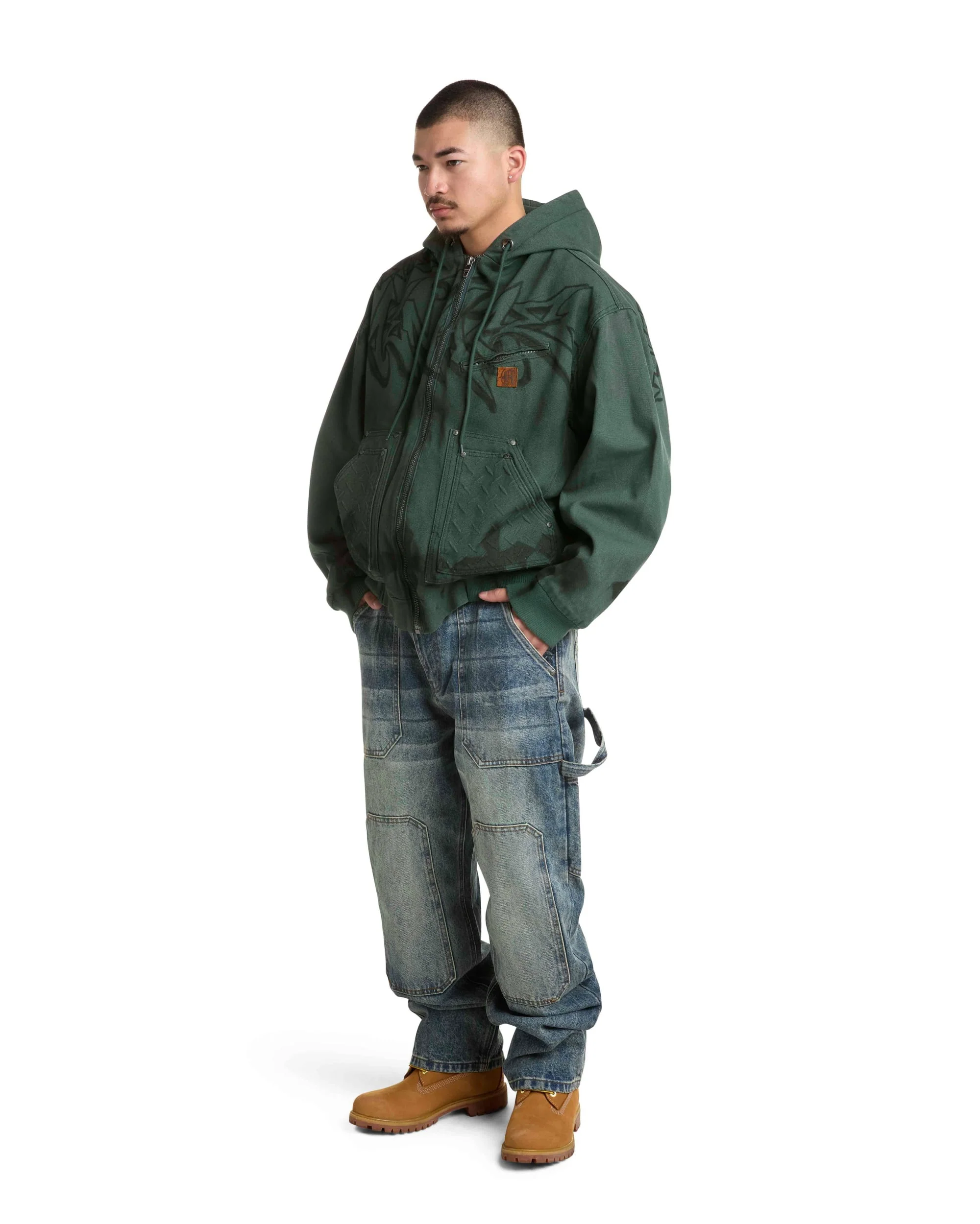 GRAFFITI STEEL EMBOSSED CANVAS HOODED JACKET - Image 4