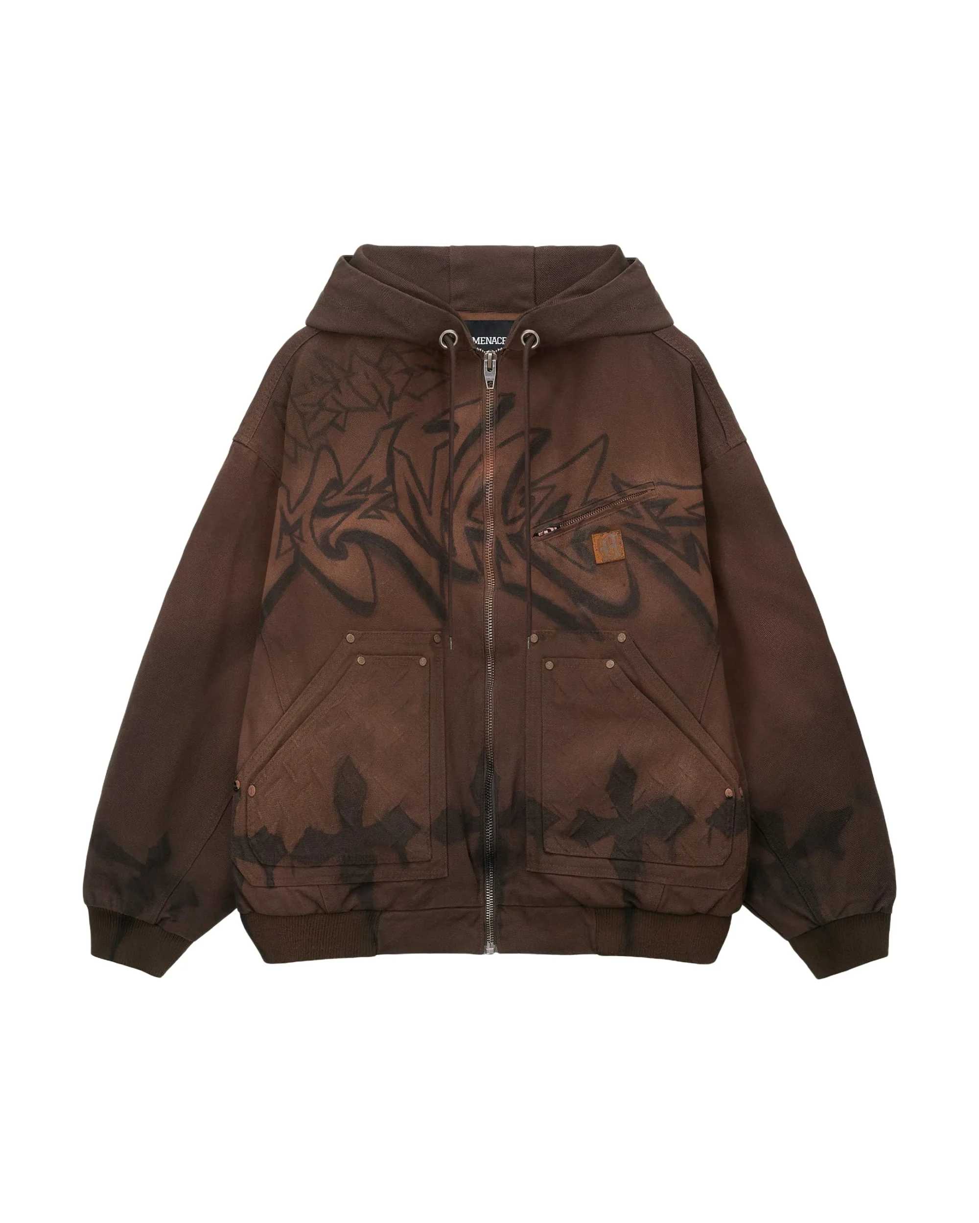 GRAFFITI STEEL EMBOSSED CANVAS HOODED JACKET