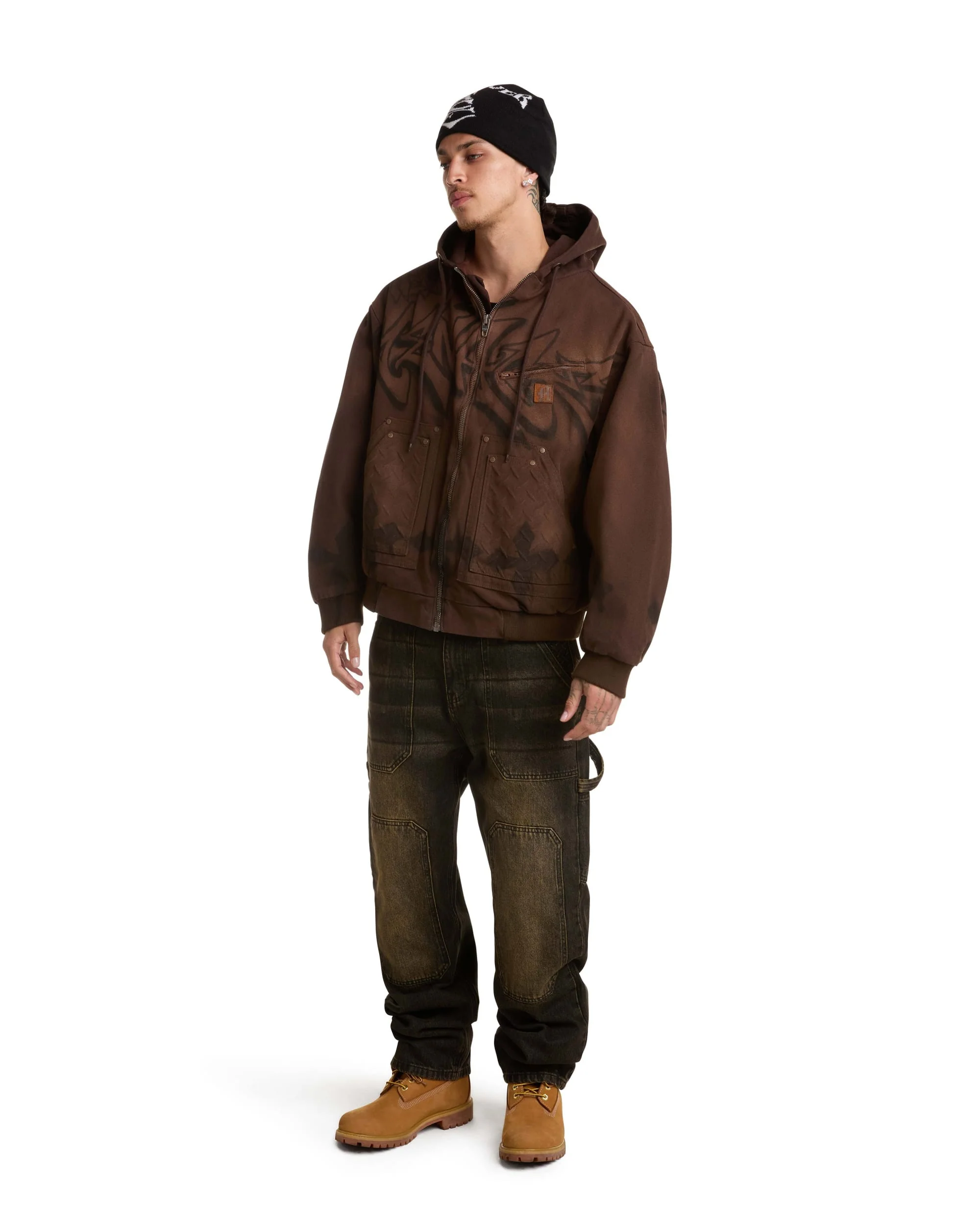 GRAFFITI STEEL EMBOSSED CANVAS HOODED JACKET - Image 4