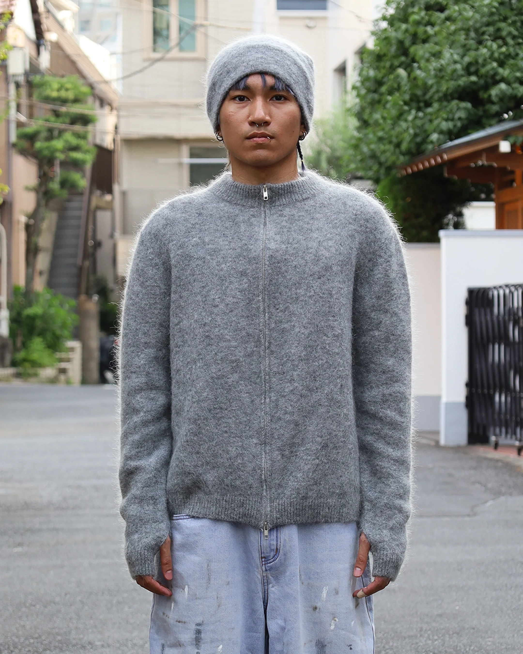 Gray Mohair Knit Sweater - Image 3