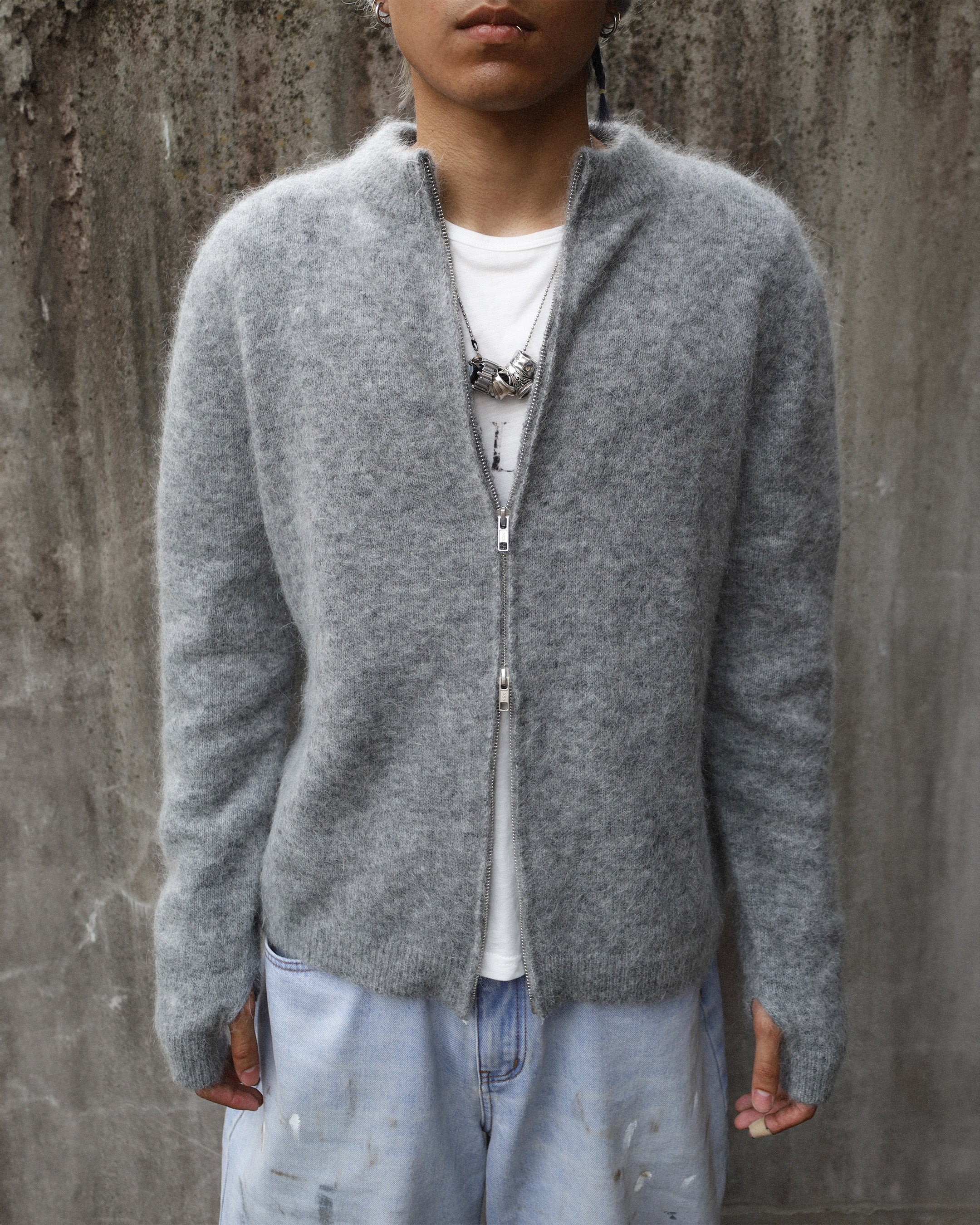 Gray Mohair Knit Sweater - Image 6
