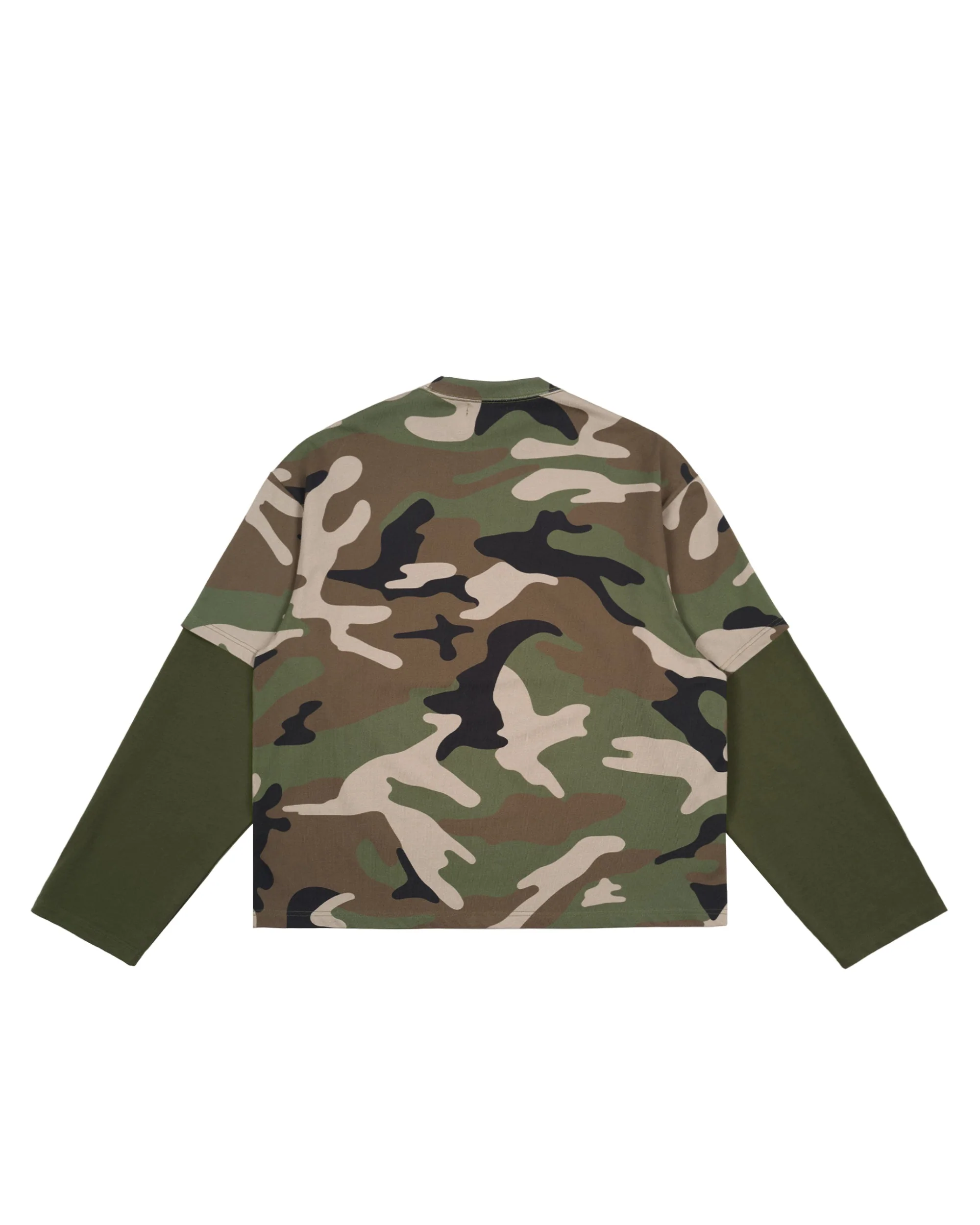 GREEN CAMO FAUX LAYERED LONG SLEEVE T-SHIRT - Image 12