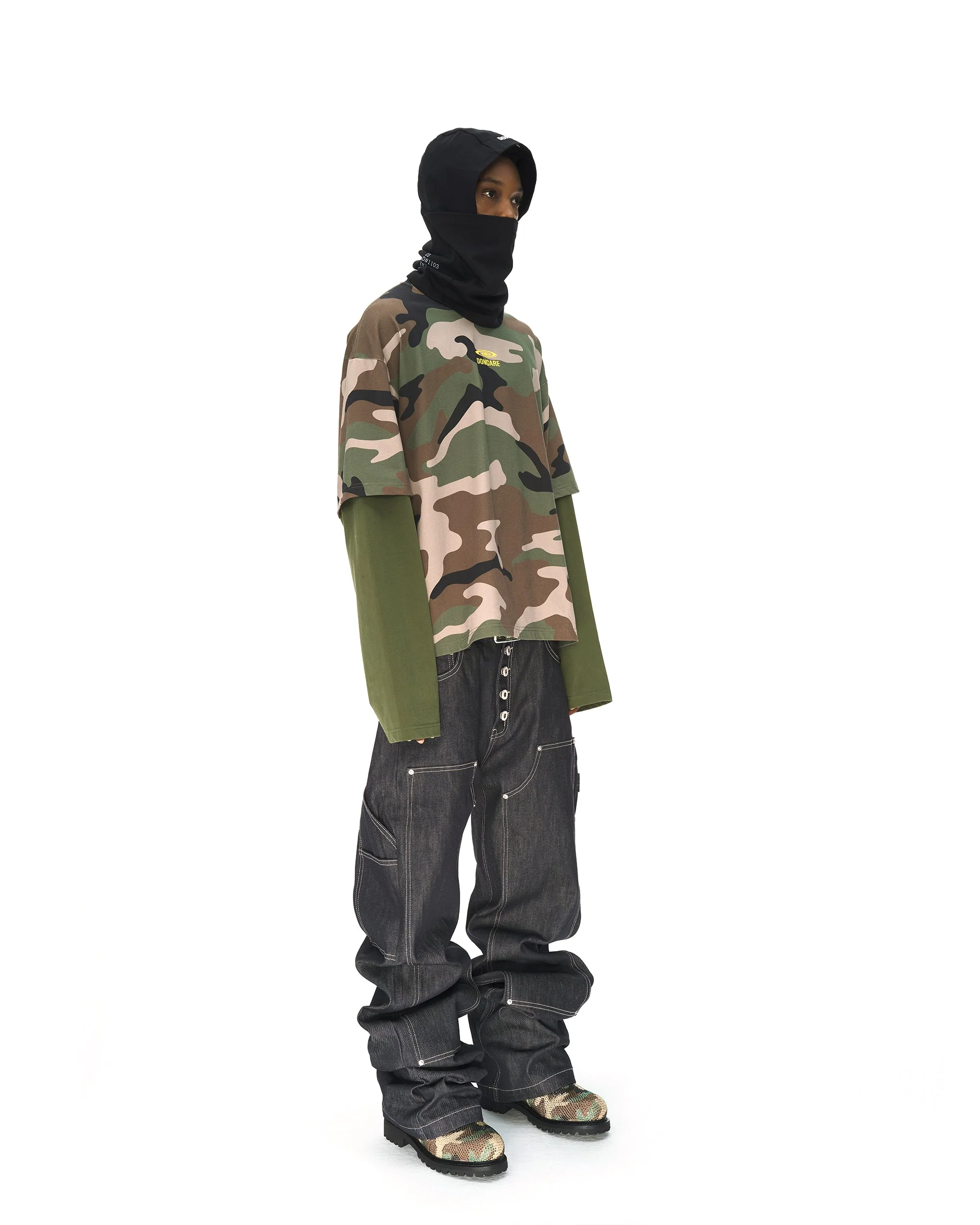 GREEN CAMO FAUX LAYERED LONG SLEEVE T-SHIRT - Image 14
