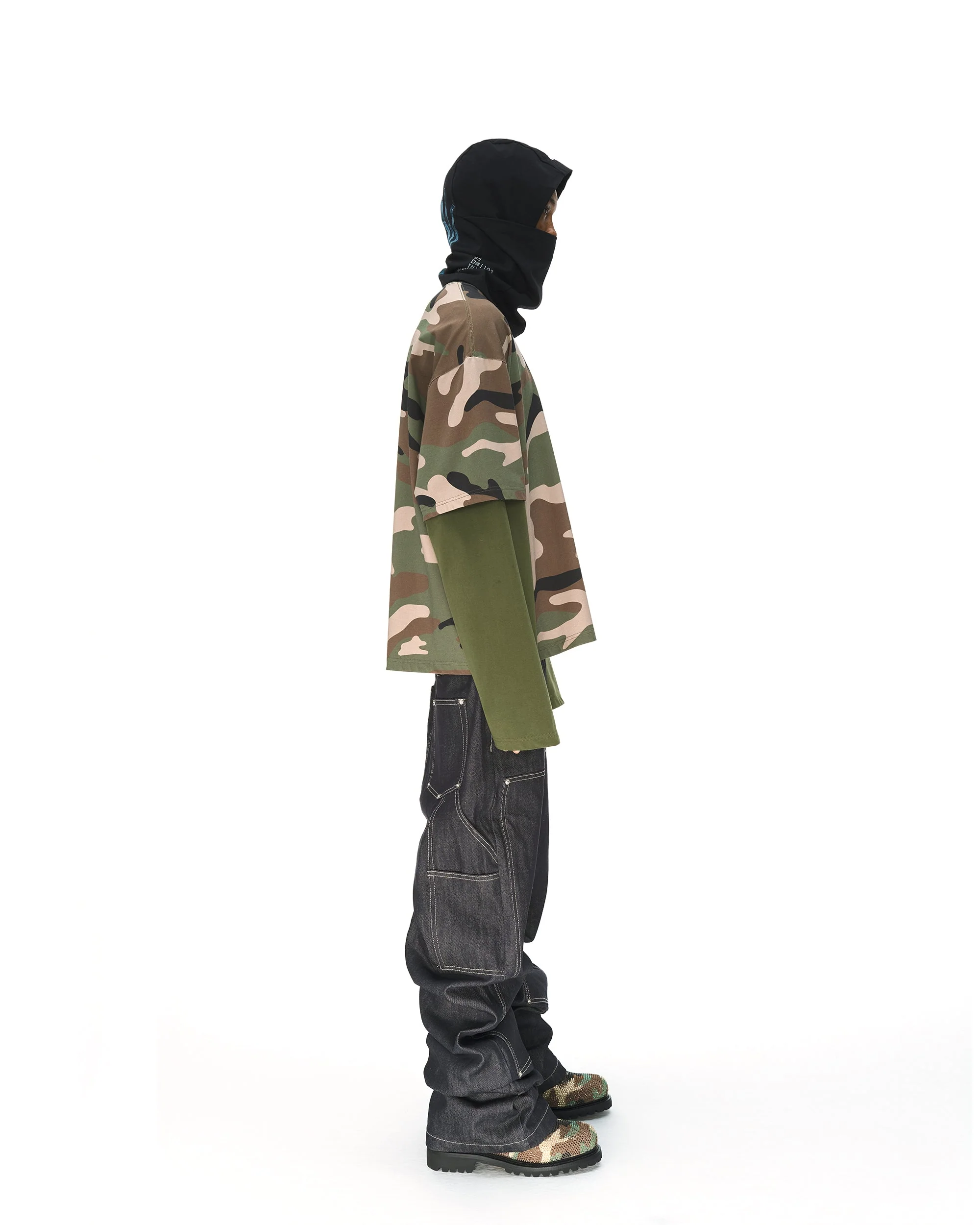 GREEN CAMO FAUX LAYERED LONG SLEEVE T-SHIRT - Image 15