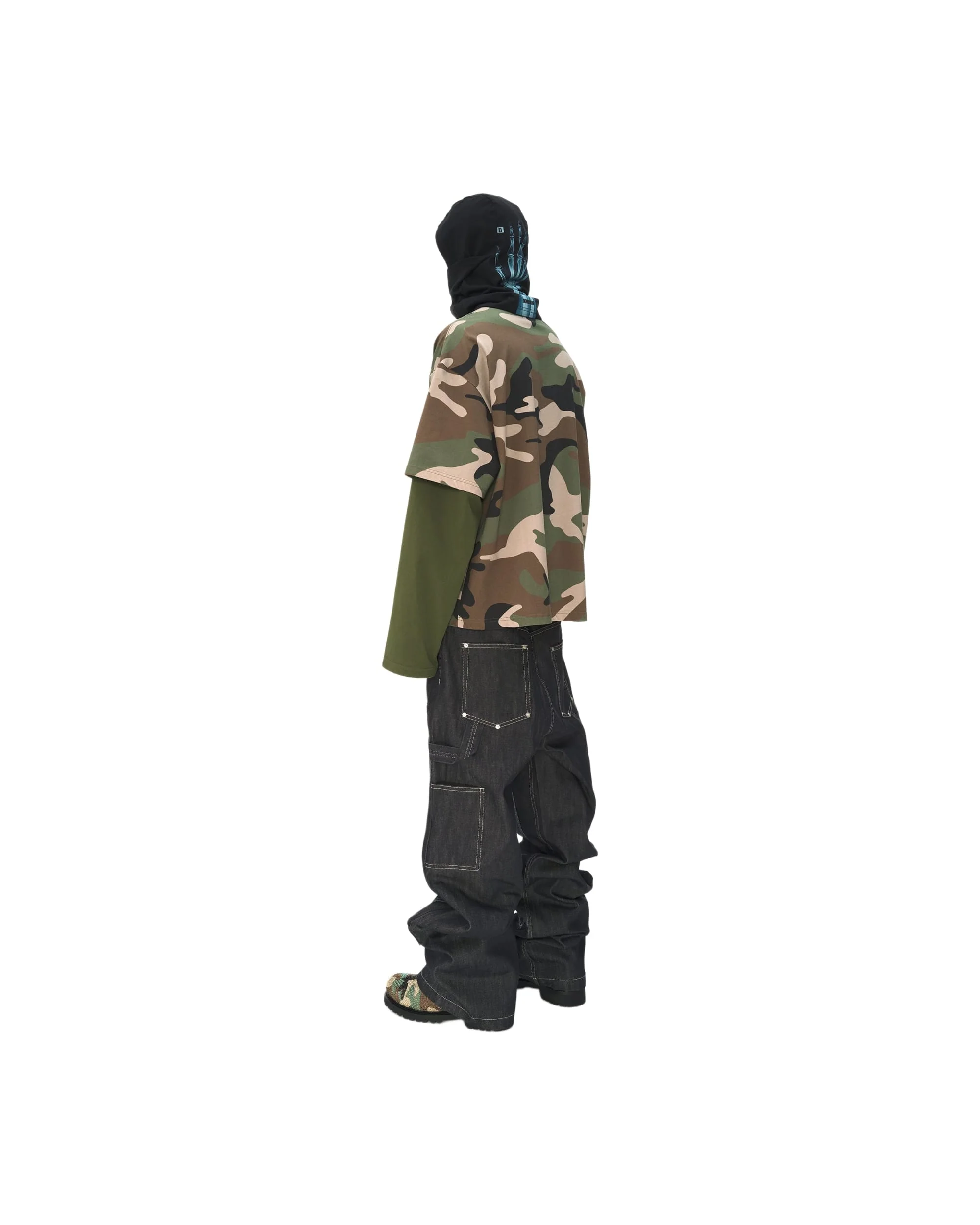 GREEN CAMO FAUX LAYERED LONG SLEEVE T-SHIRT - Image 4