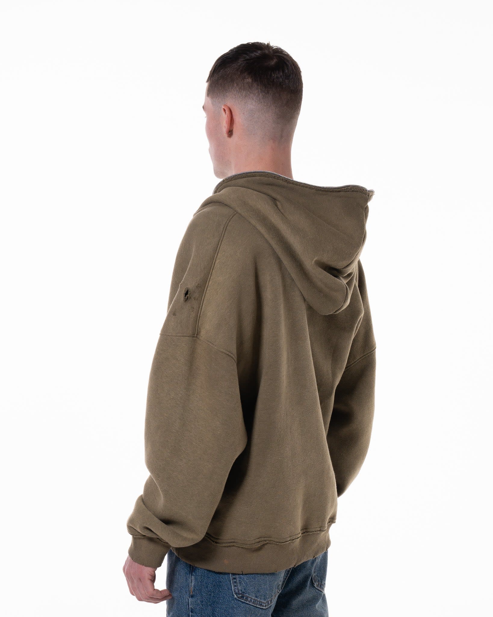 GREEN "LODJA" DISTRESSED HOODIE - Image 3