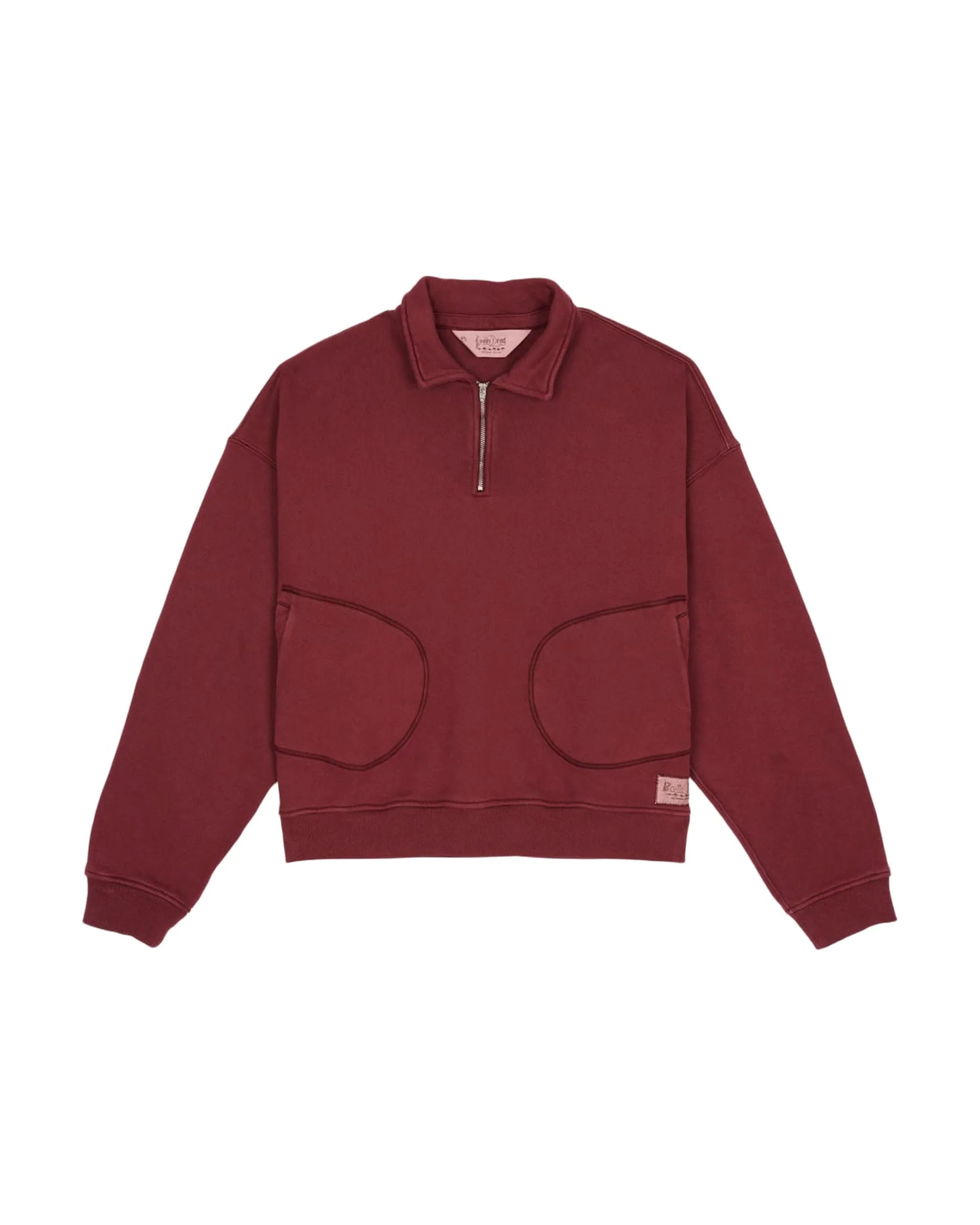 Half Zip Collared Sweatshirt - Wine