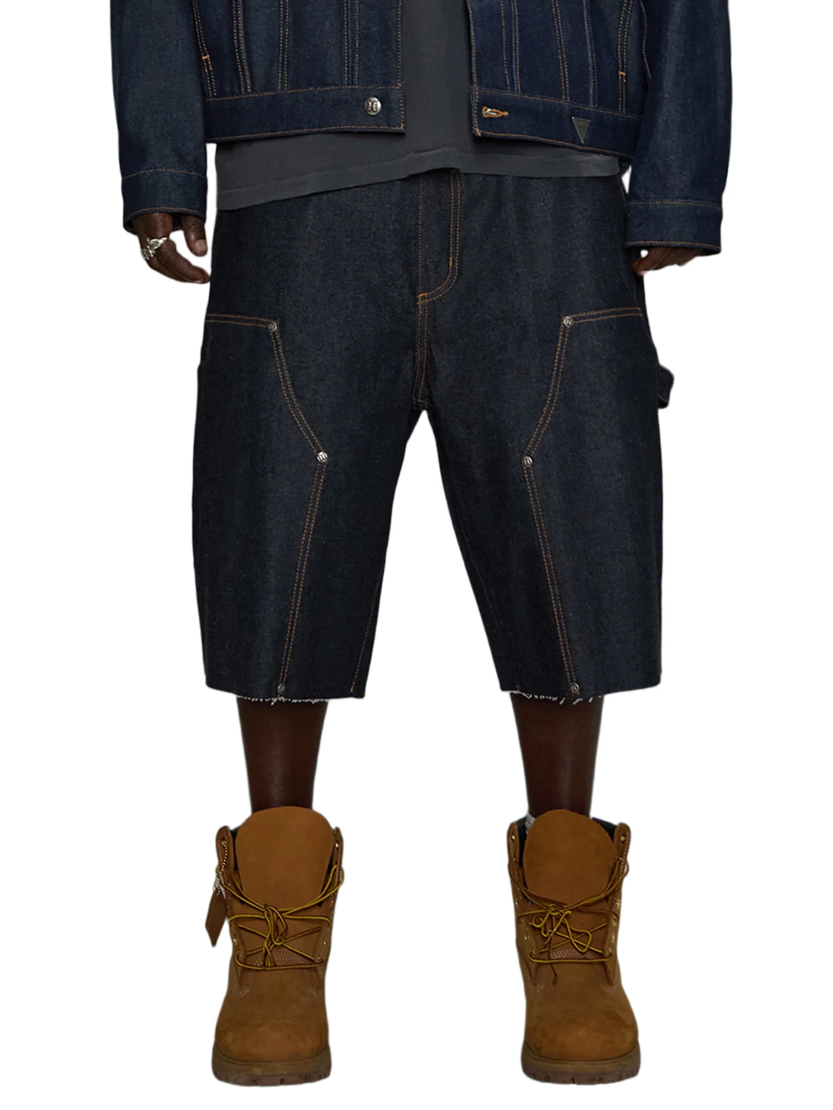HARDSTONE Raw Denim Carpenter Shorts - Image 11