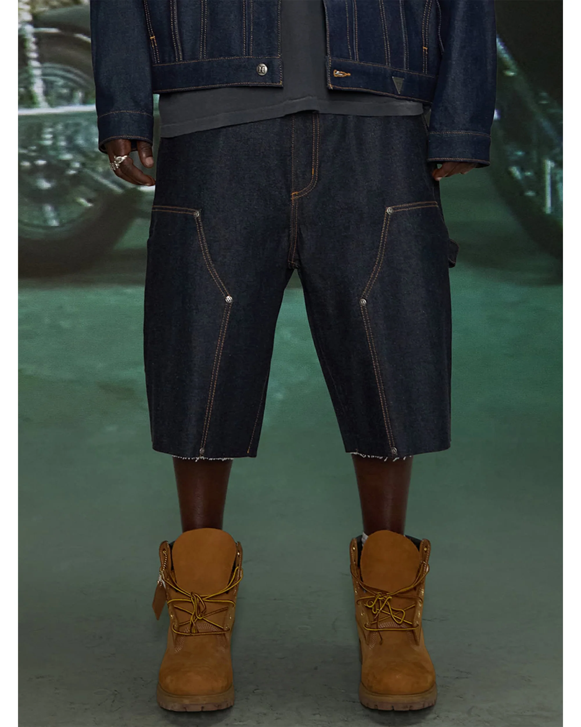 HARDSTONE Raw Denim Carpenter Shorts - Image 2