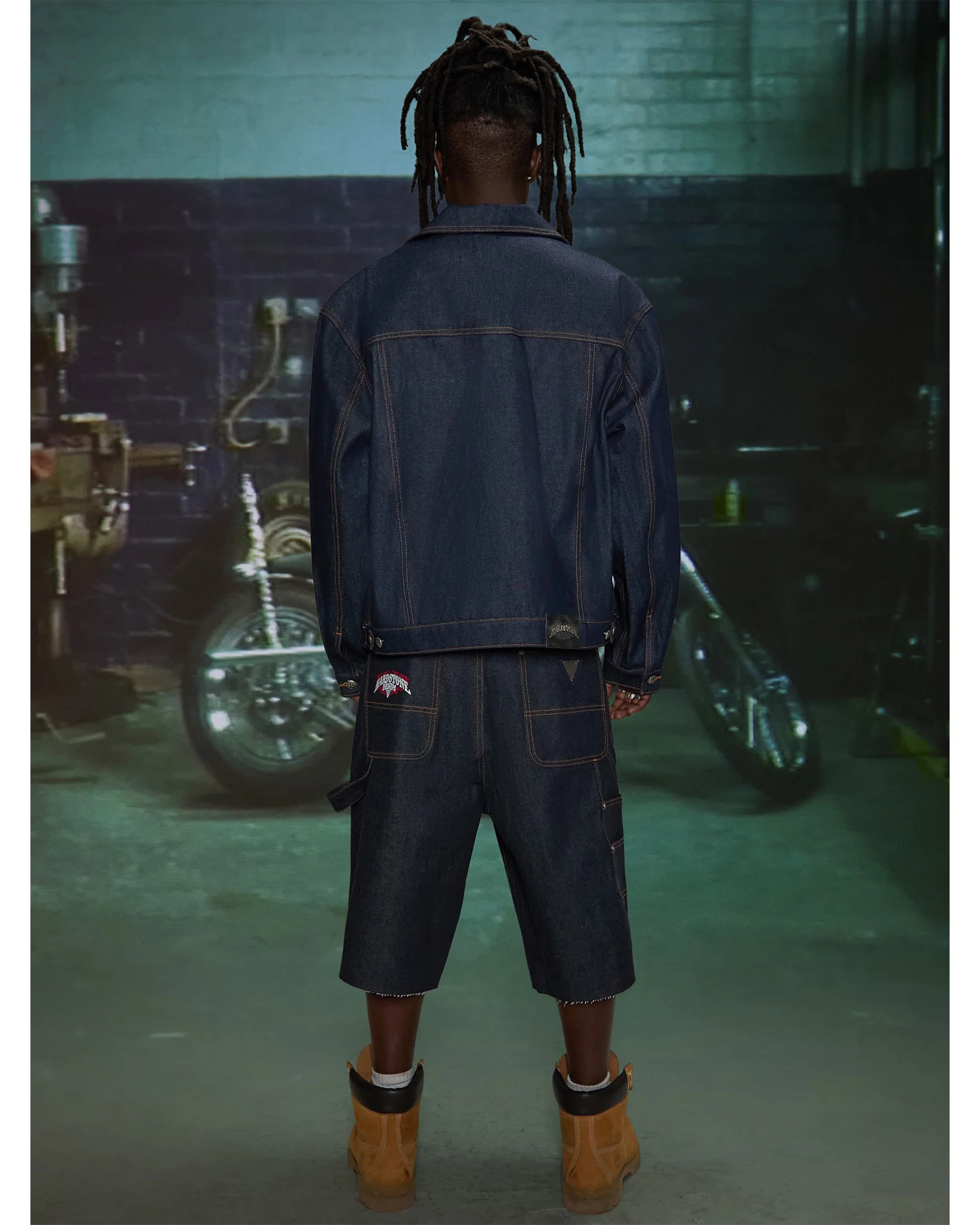 HARDSTONE Raw Denim Carpenter Shorts - Image 4