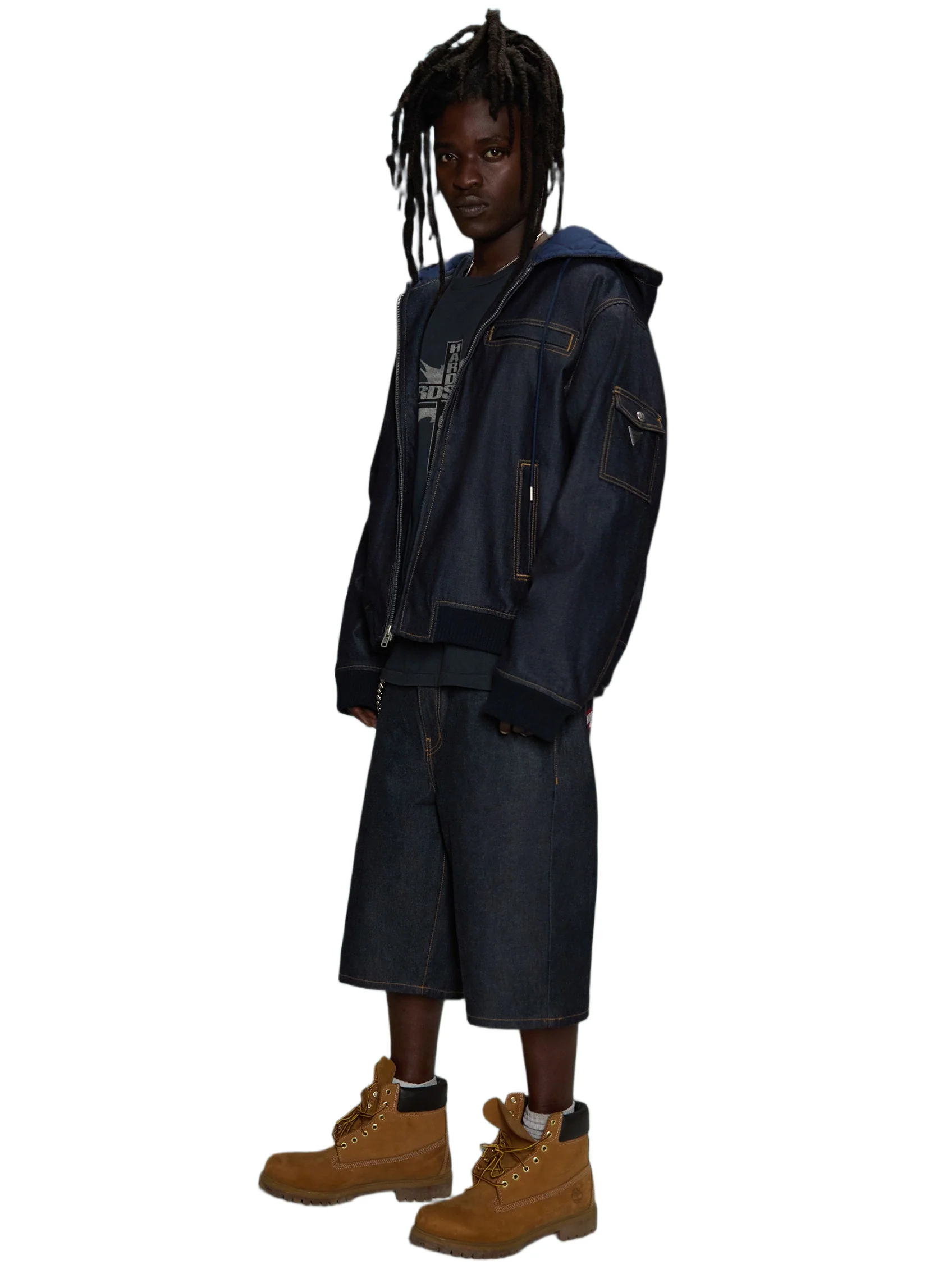 HARDSTONE Raw Denim Hooded Jacket - Image 14