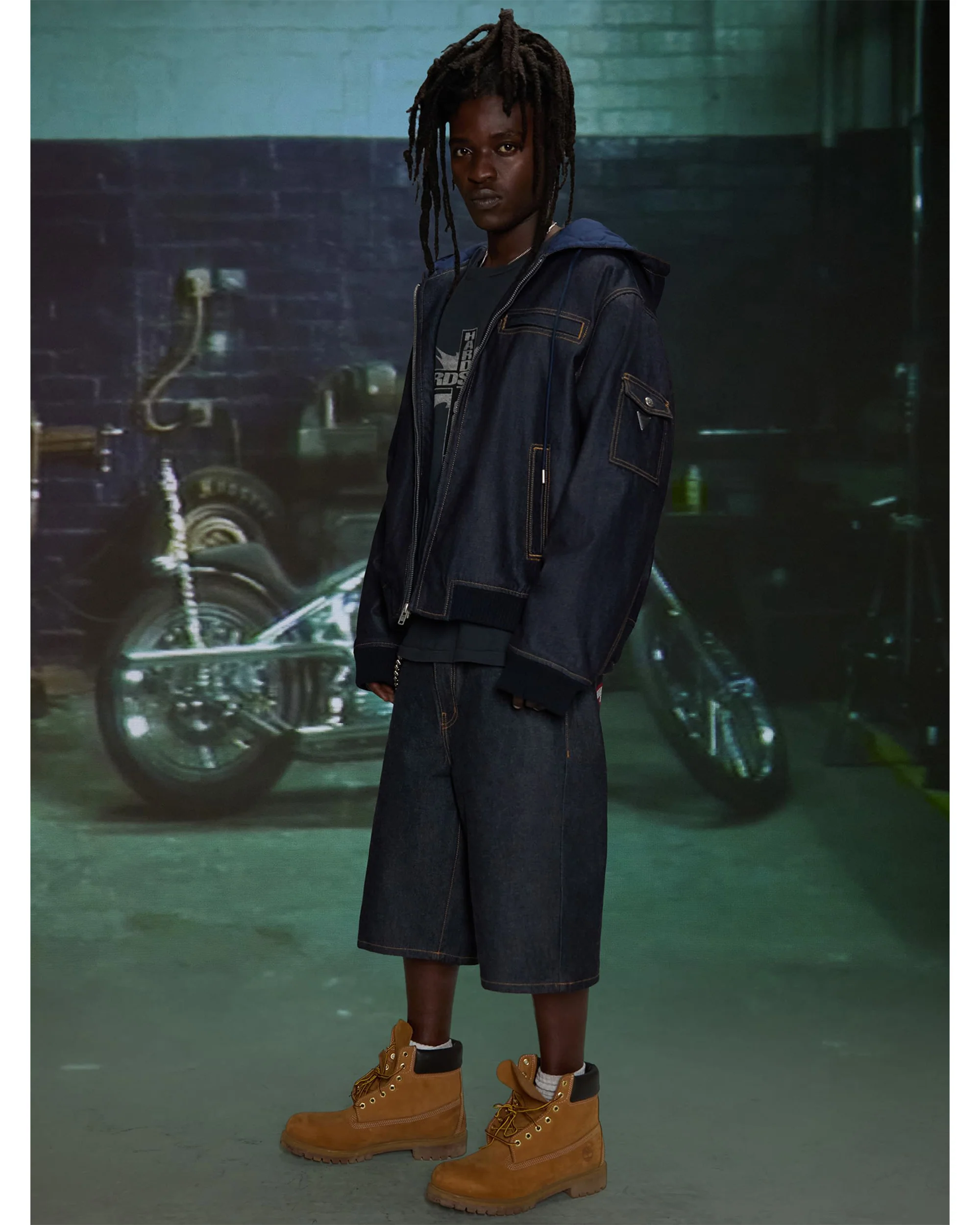 HARDSTONE Raw Denim Hooded Jacket - Image 5