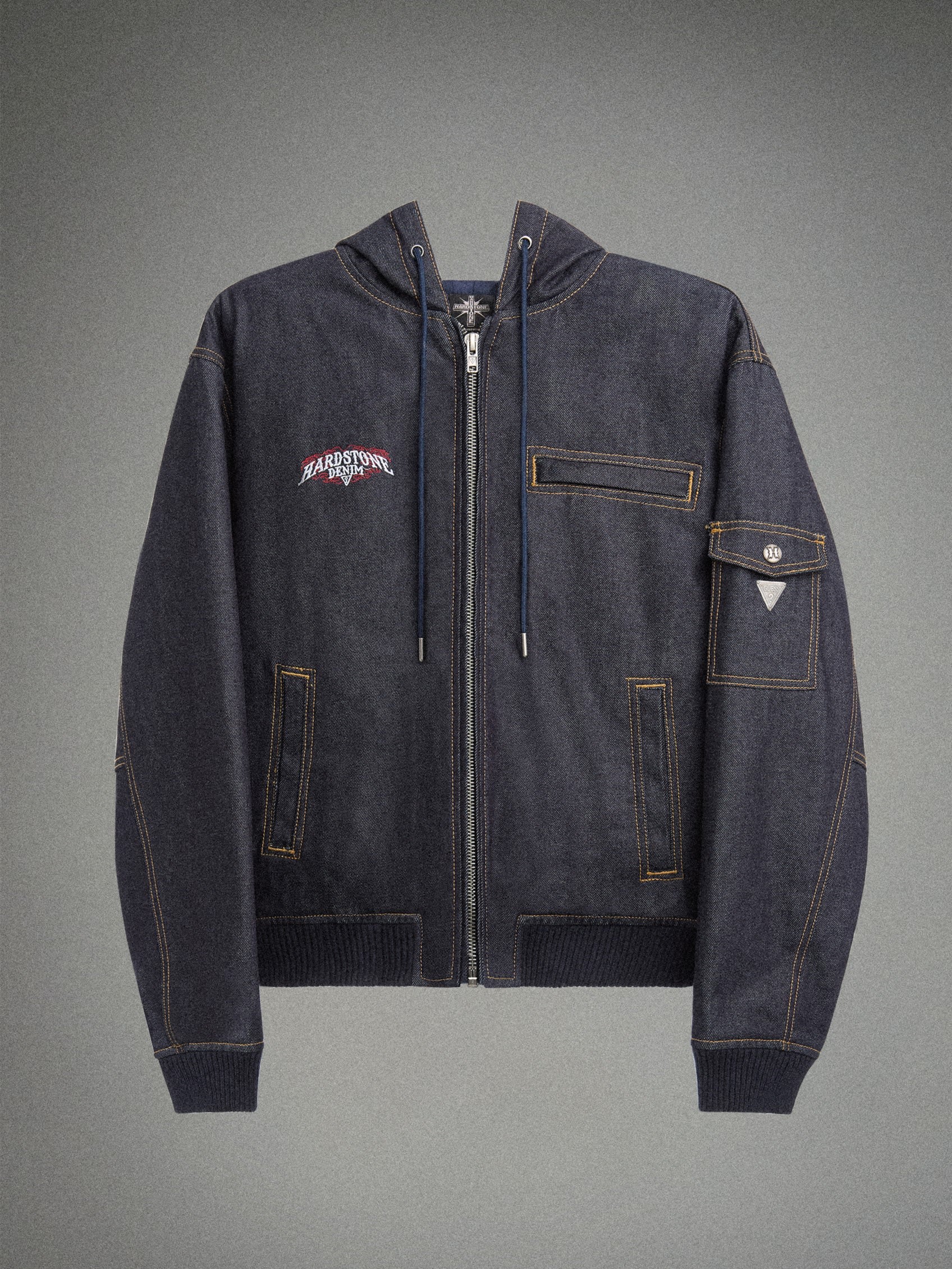 HARDSTONE Raw Denim Hooded Jacket - Image 7