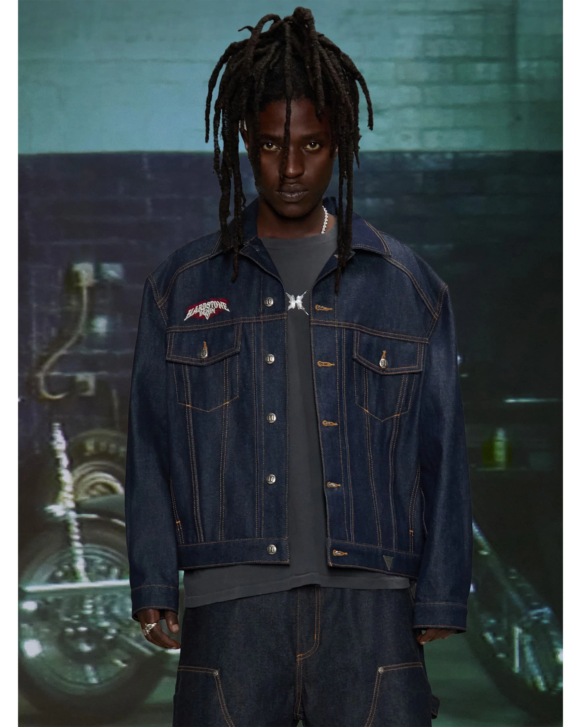 HARDSTONE Raw Denim Jacket - Image 6