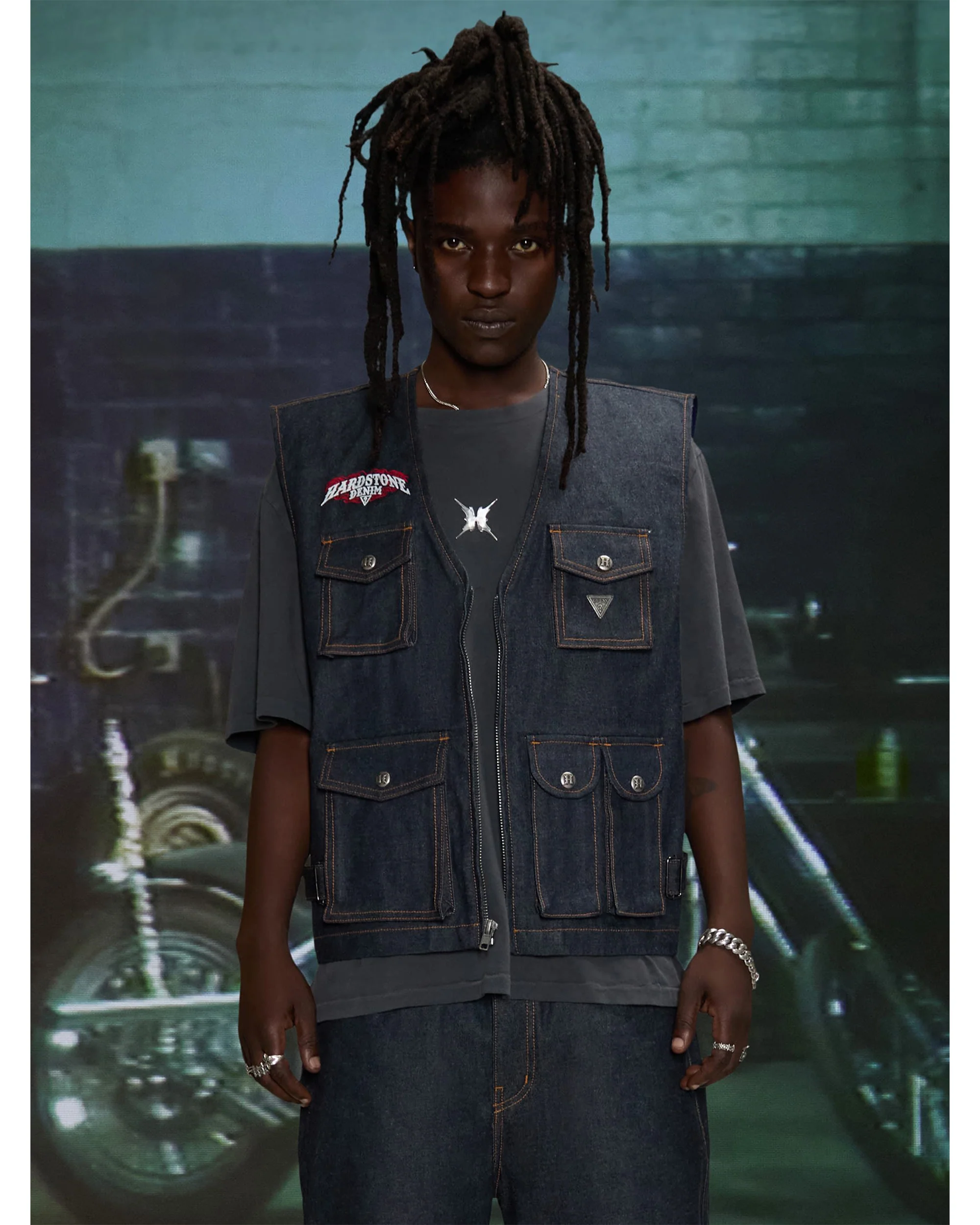 HARDSTONE Raw Denim Vest - Image 3