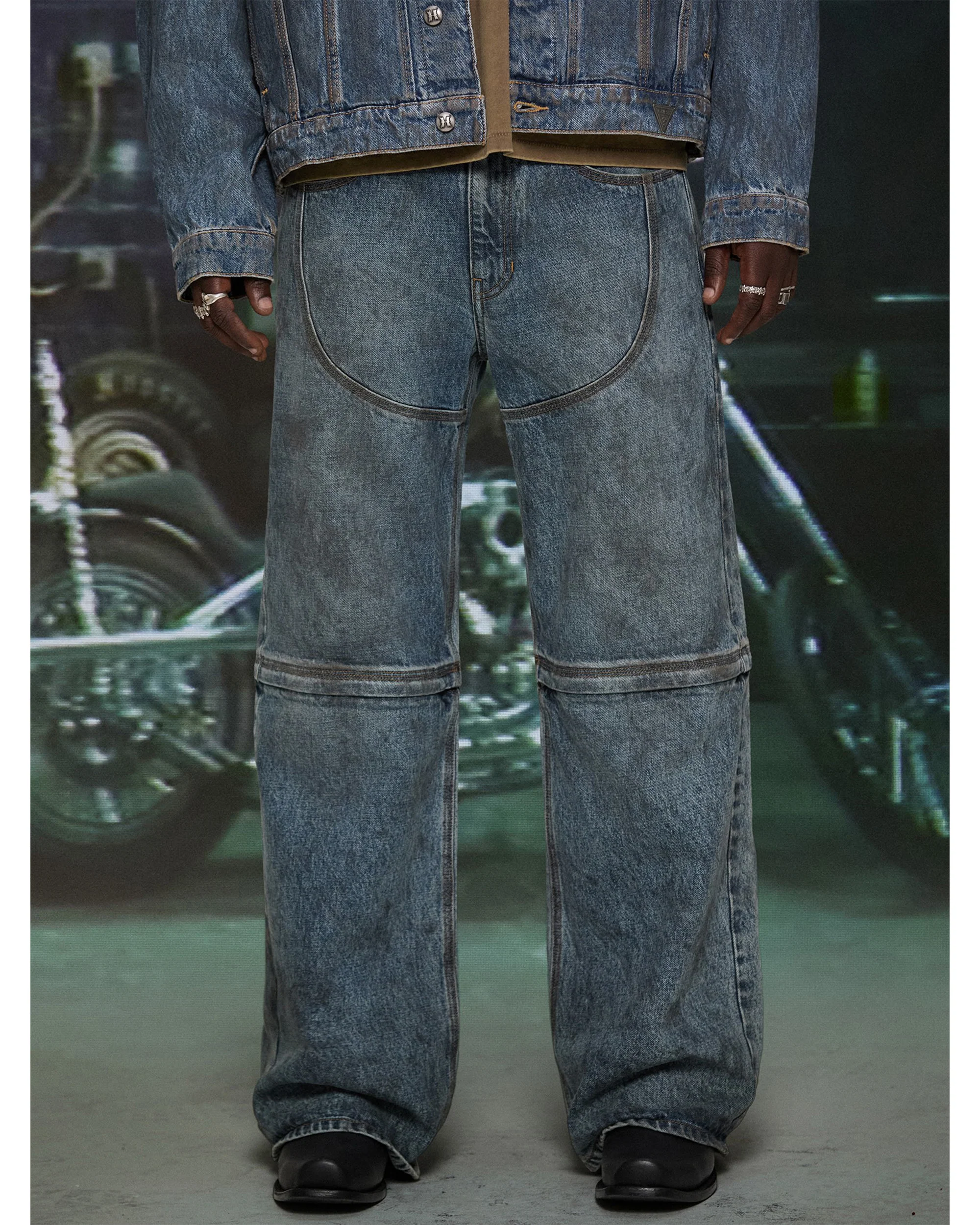 HARDSTONE Zip-Off Denim Jeans - Image 5