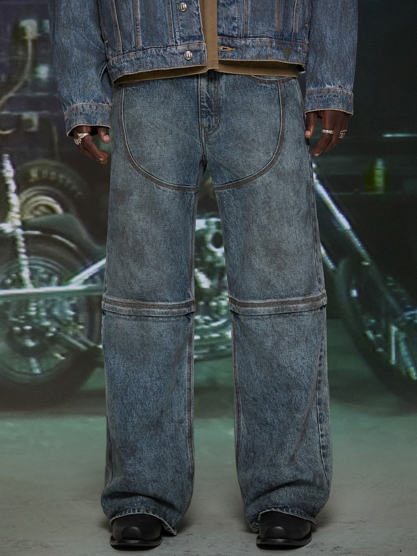 HARDSTONE Zip-Off Denim Jeans - Image 7