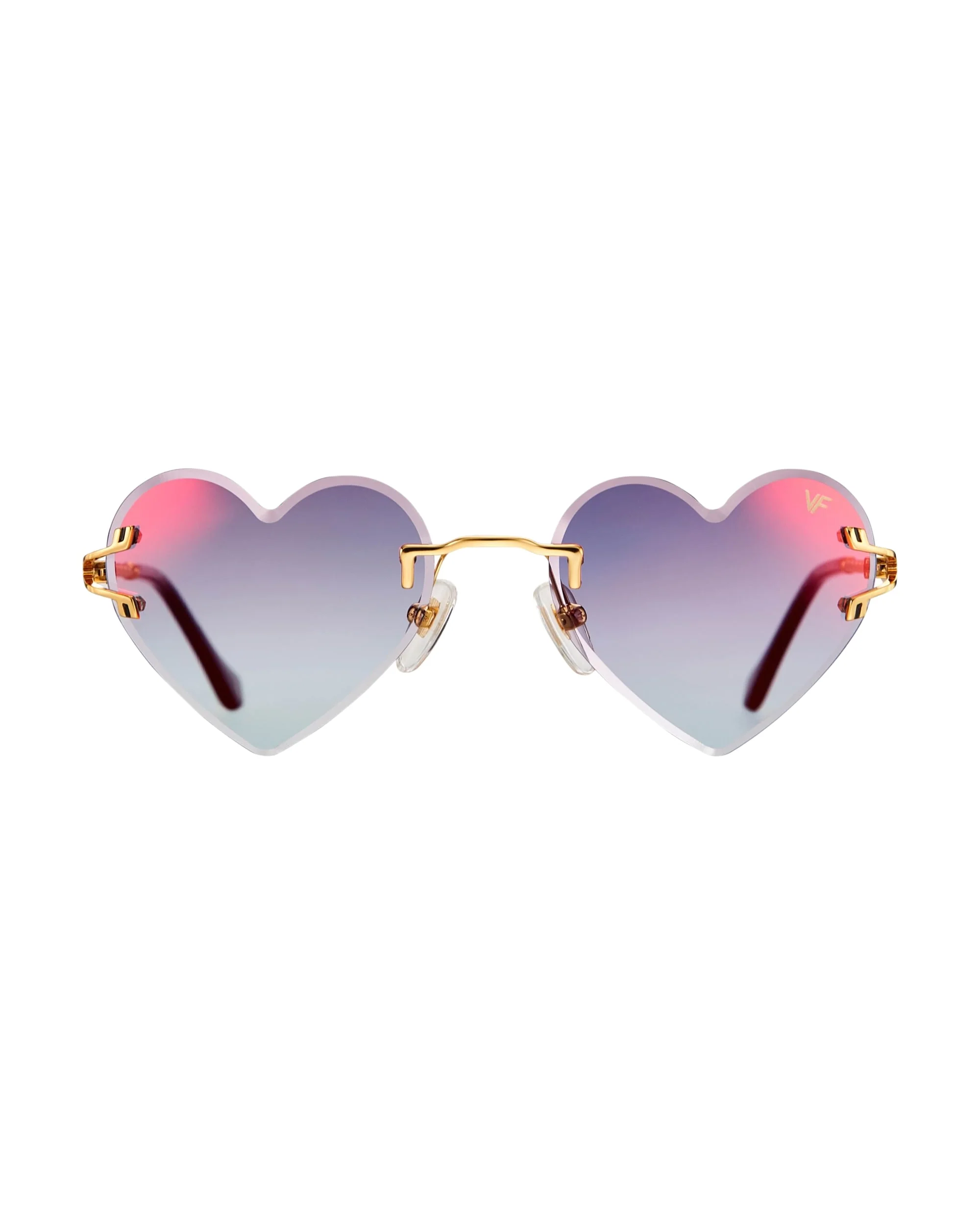Heart Decor Rimless Drill Mount 24KT Gold