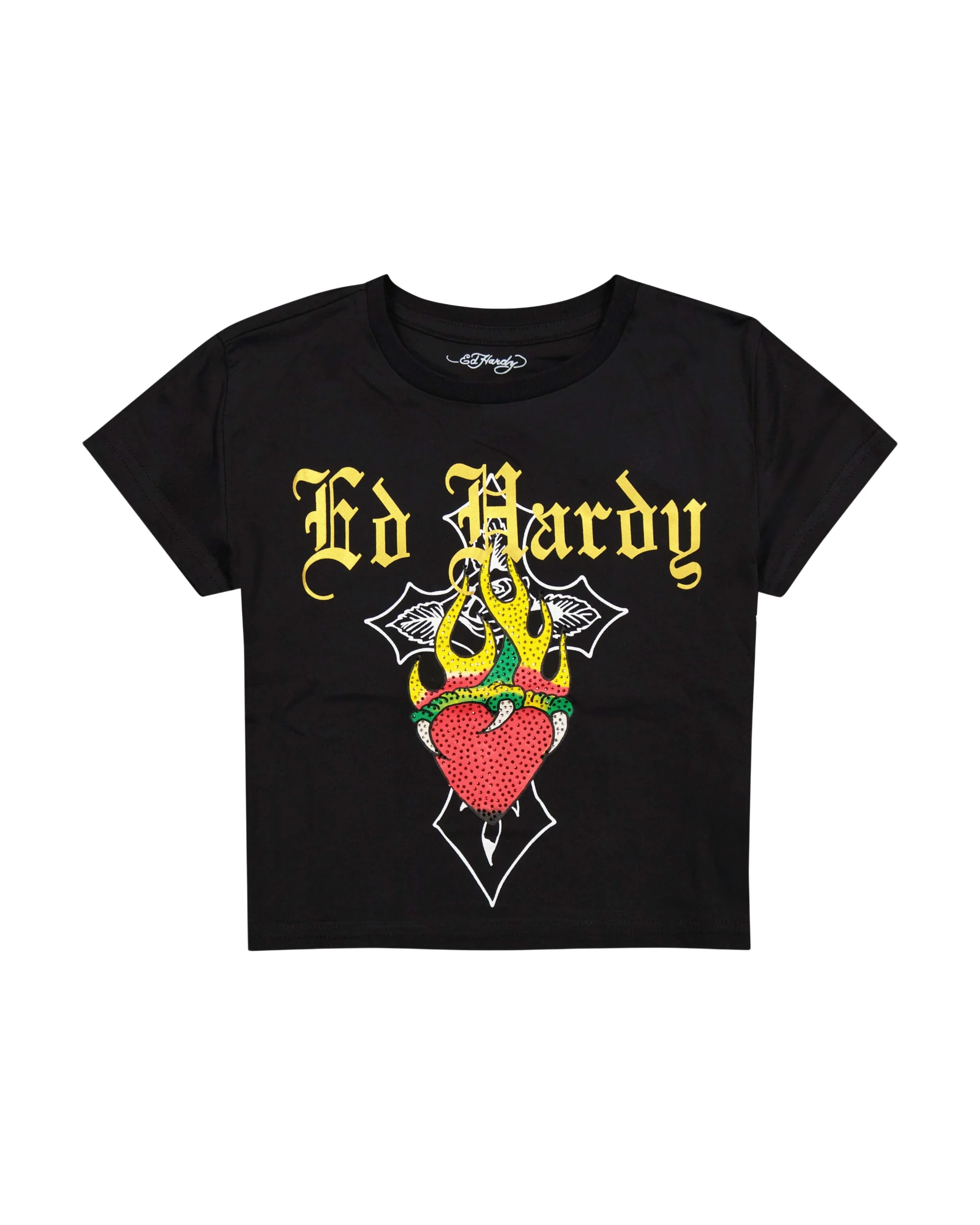 Heart Flame Rhinestone Baby Tee