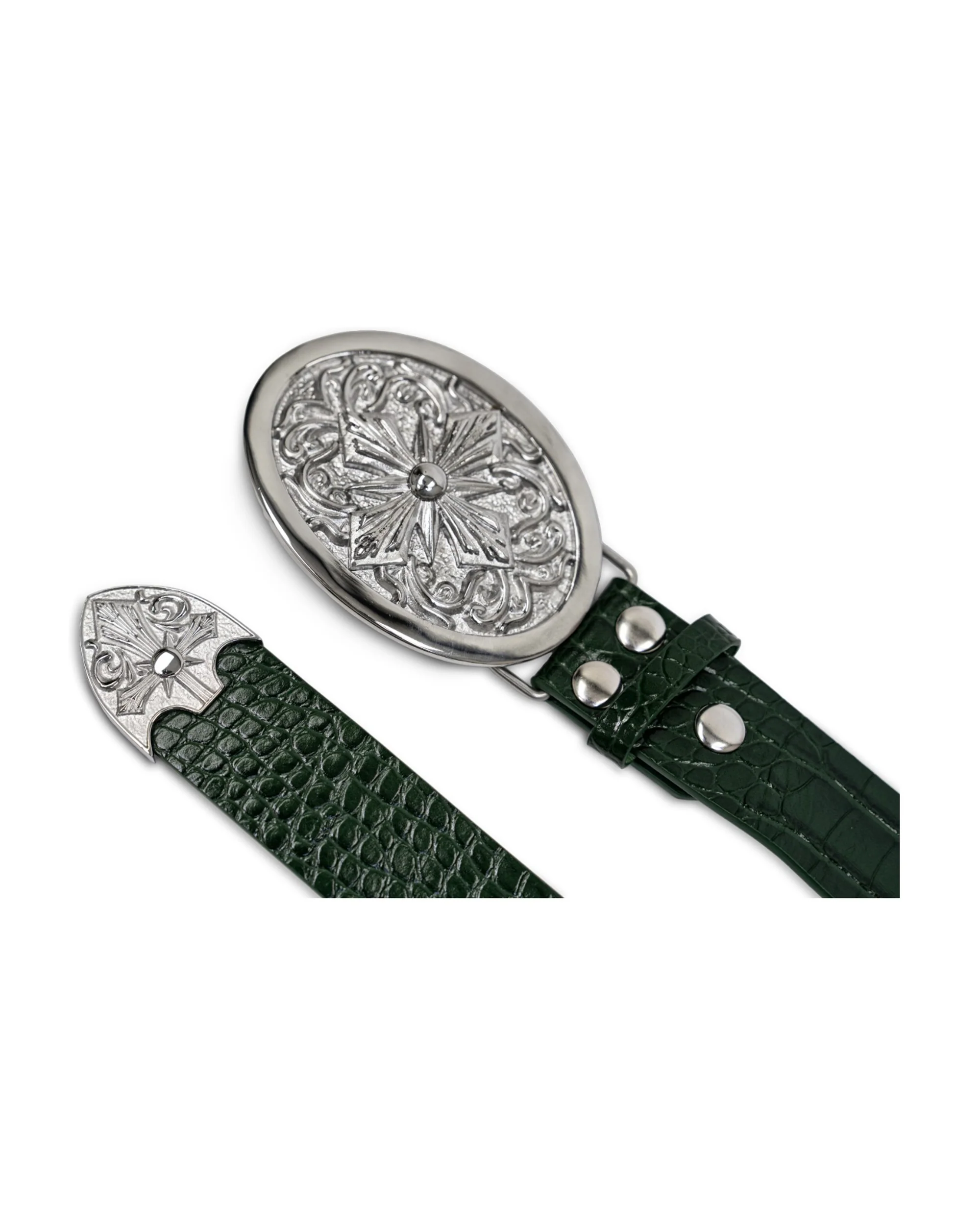 "Heaven's Seal" Green Croc Leather Belt - Image 2