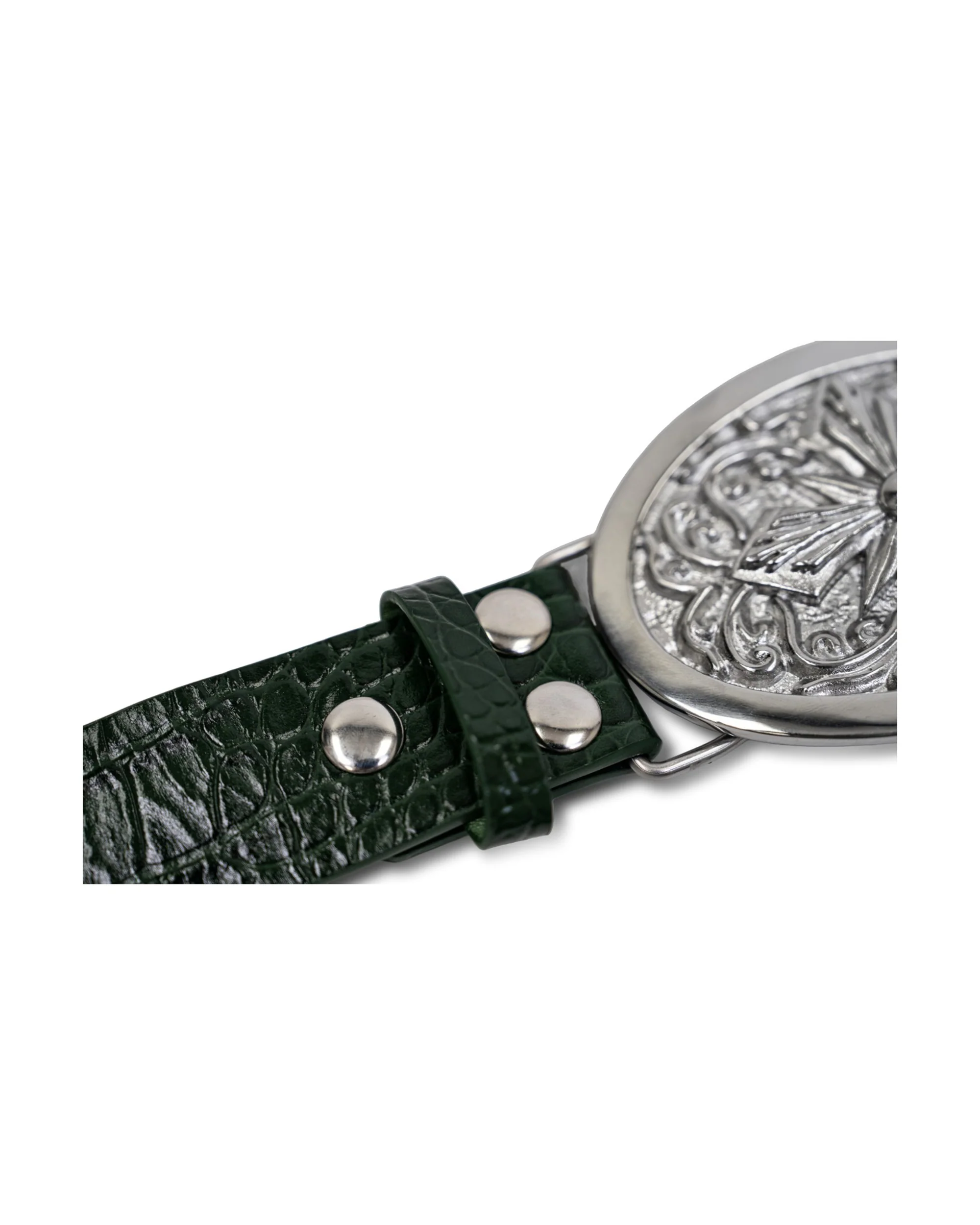"Heaven's Seal" Green Croc Leather Belt - Image 4