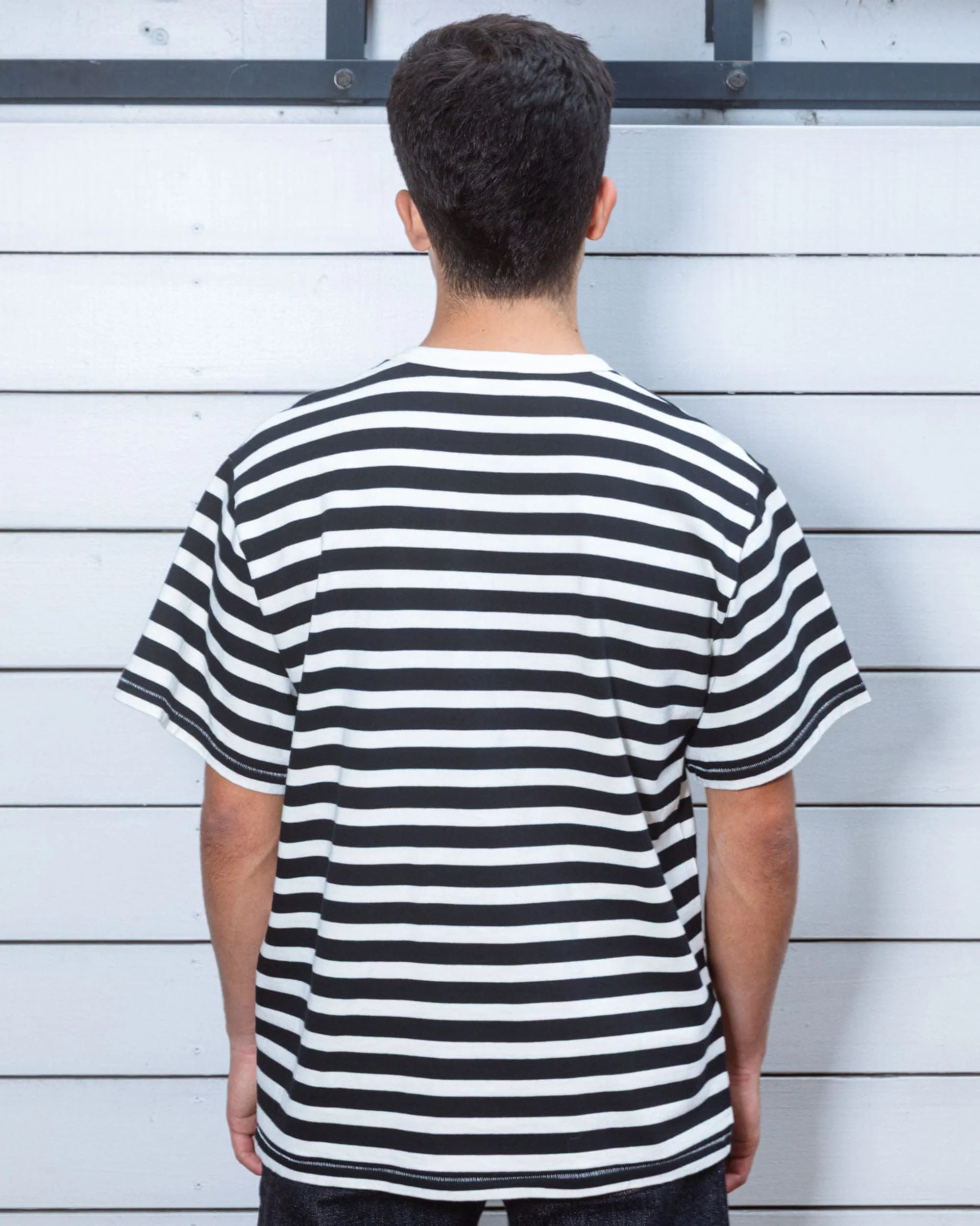 Heavyweight Stripe T-Shirt - Black - Image 4
