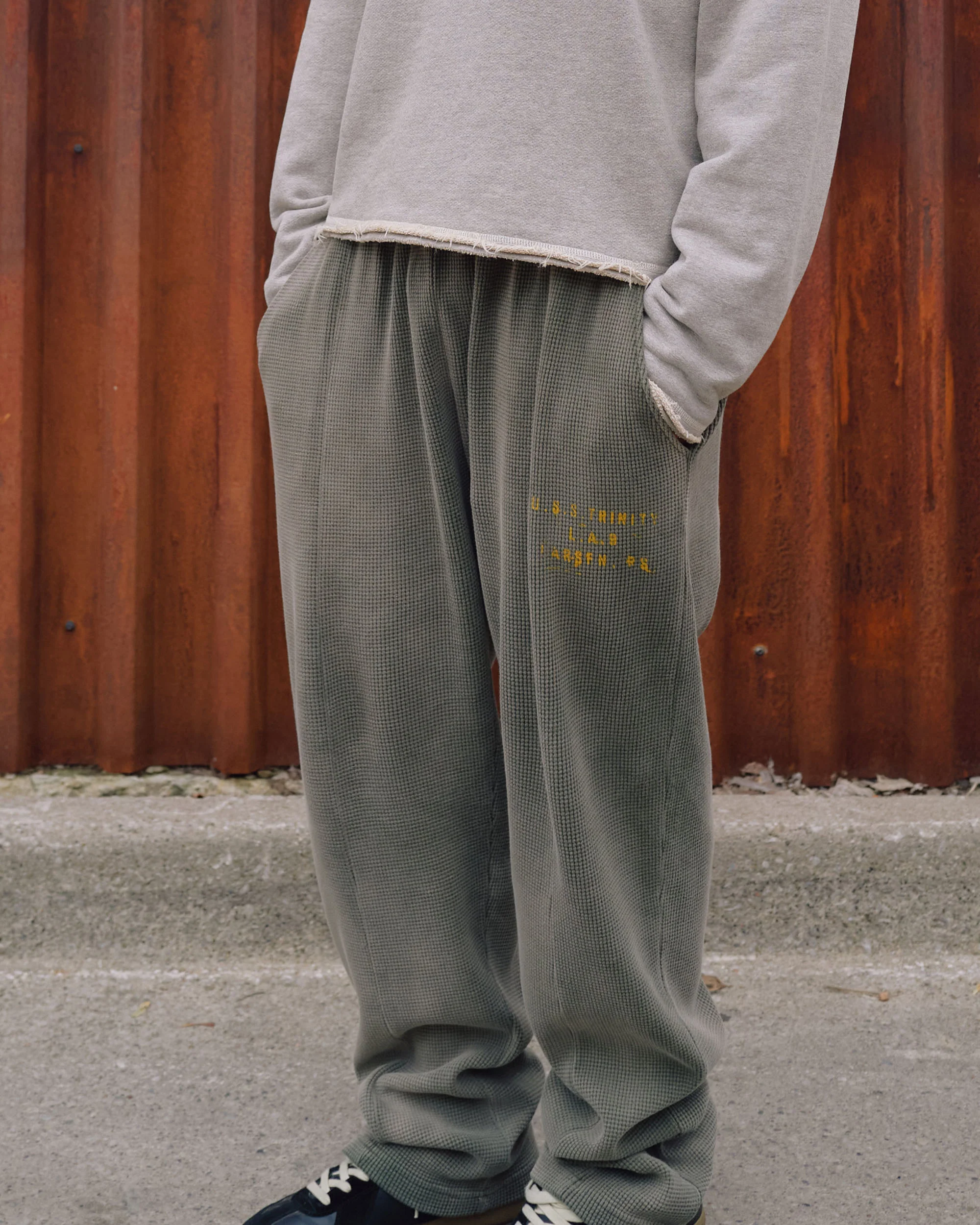 Heavyweight Waffle Sweatpants - Military Green - Image 2