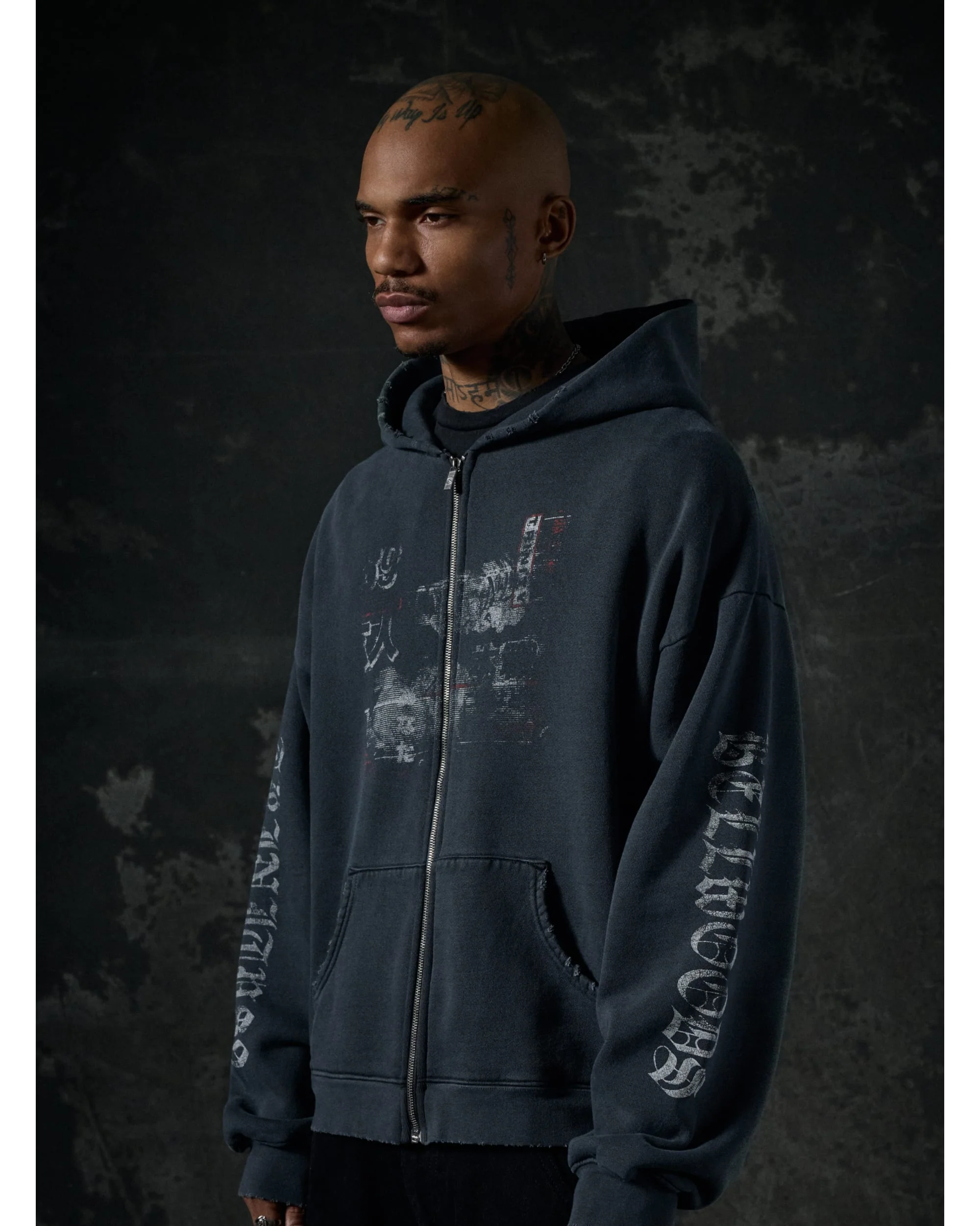 Hell Bent Zip Hoodie - Vintage Black - Image 6