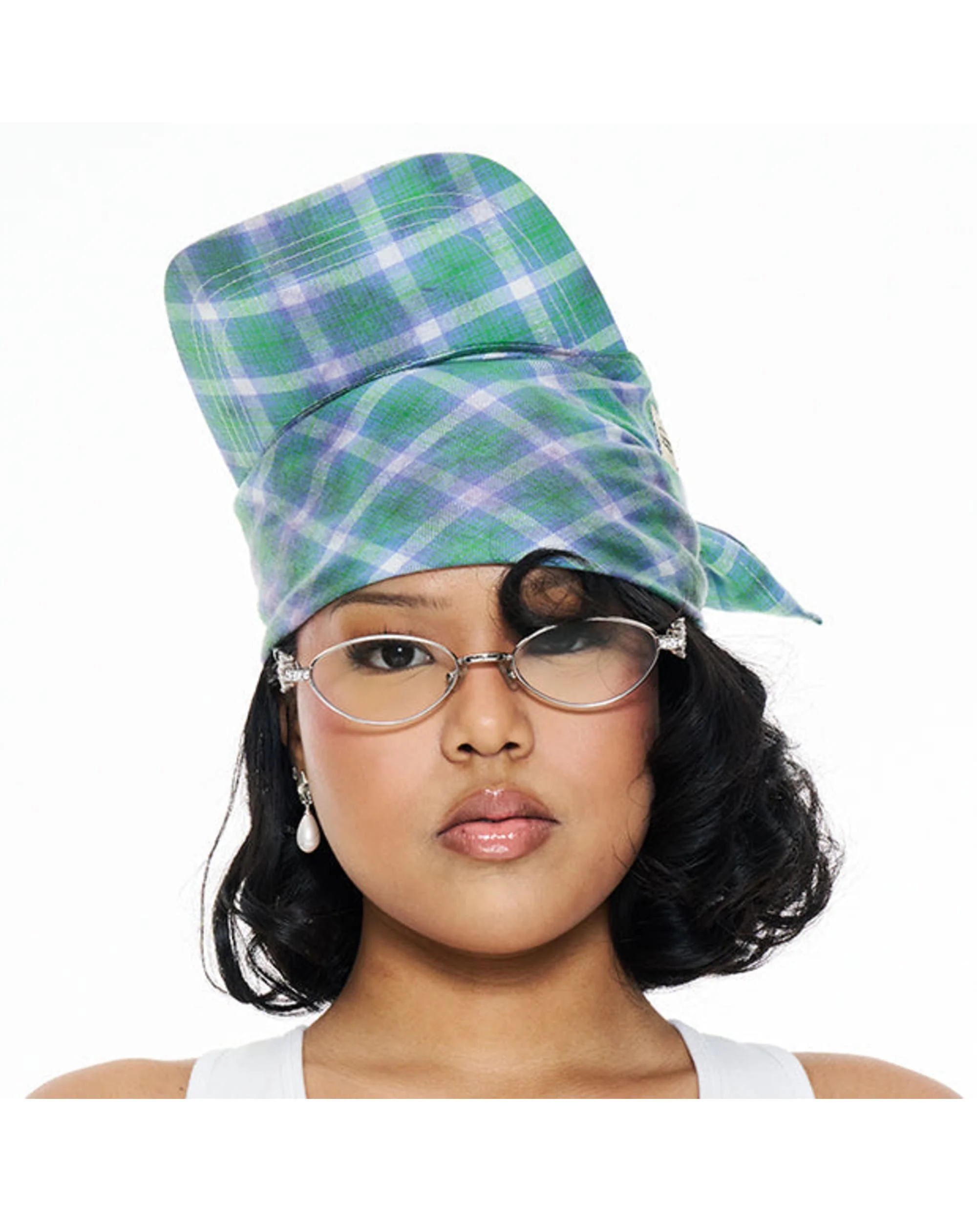 Hikage Tie Hat (BLUE PLAID)