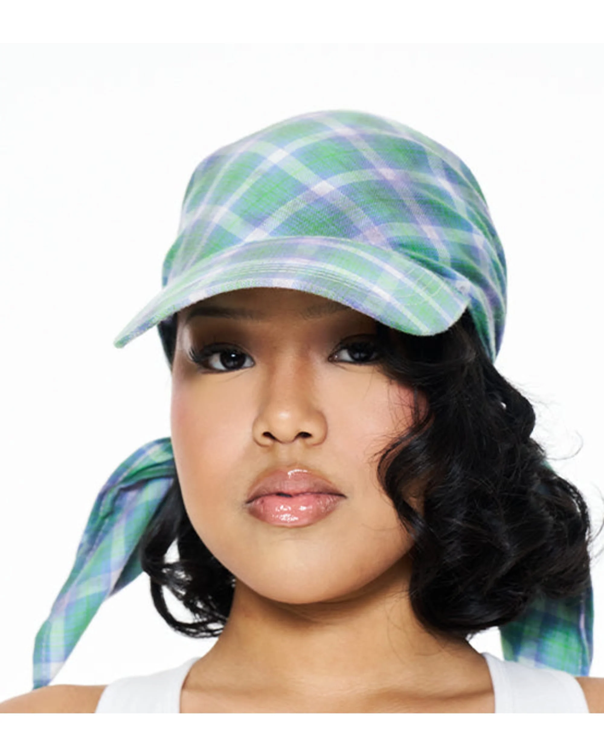 Hikage Tie Hat (BLUE PLAID) - Image 3