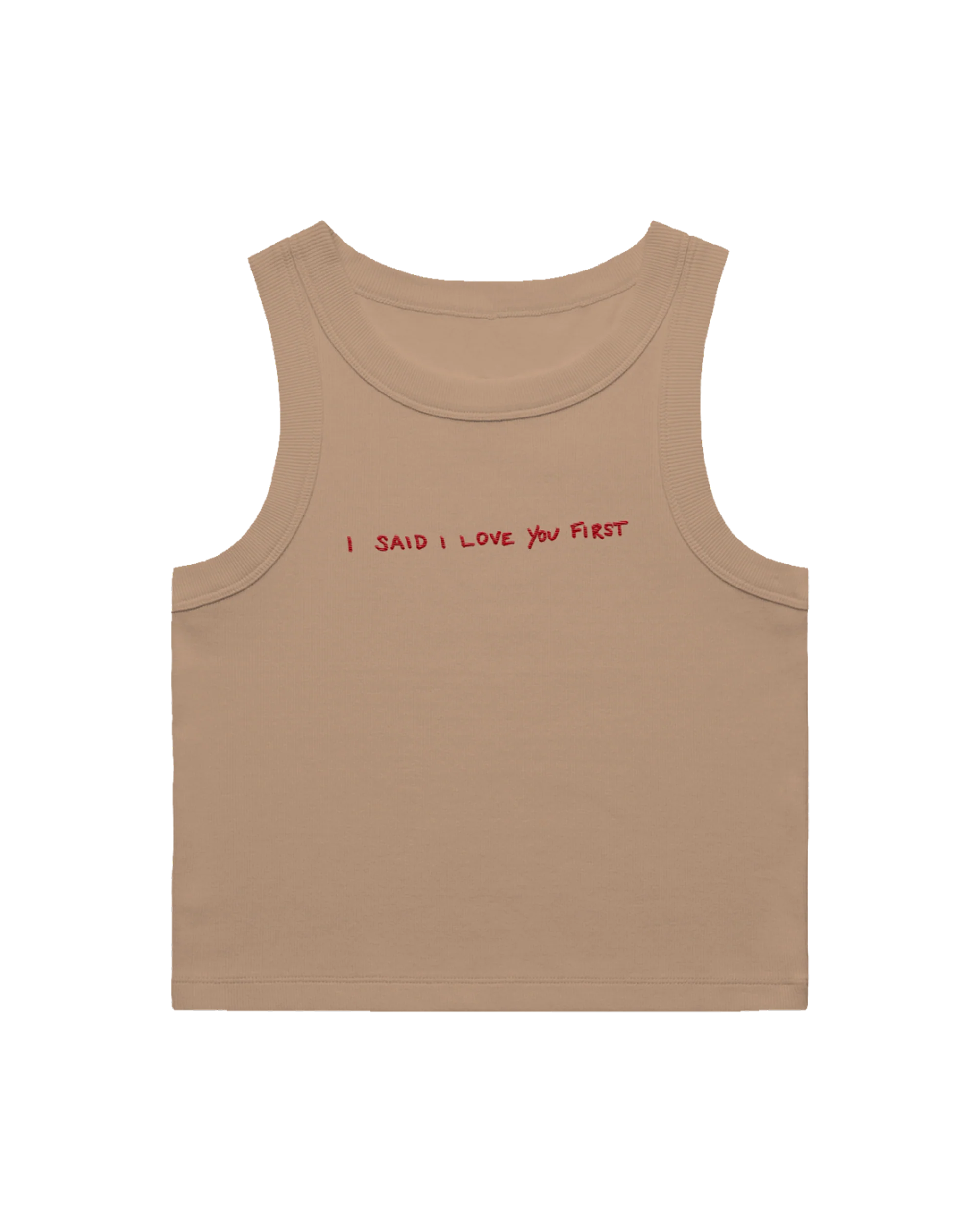 I Said I Love You First Baby Crop Tank in Hazelnut