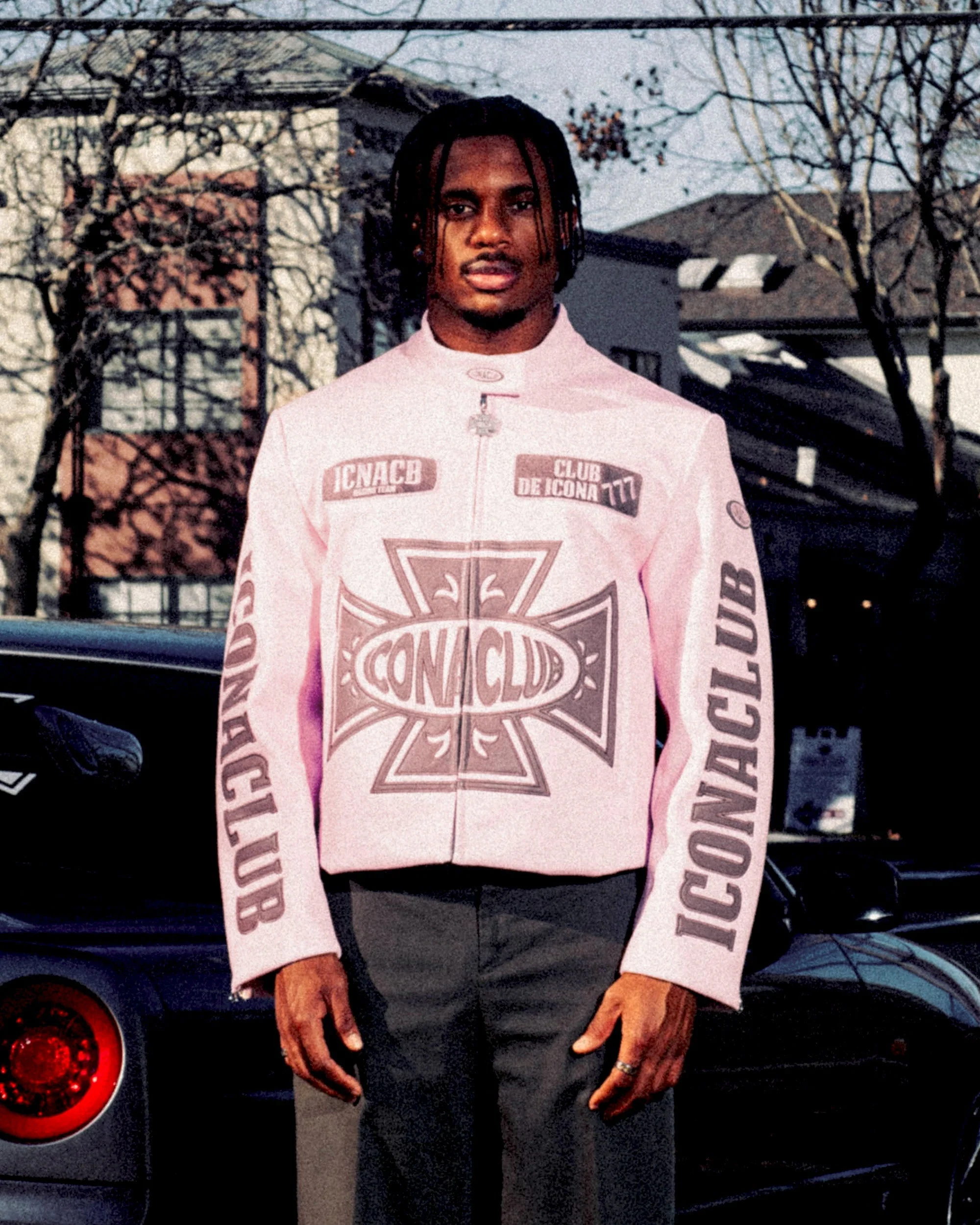 Iconaclub Leather Jacket Baby Pink - Image 2