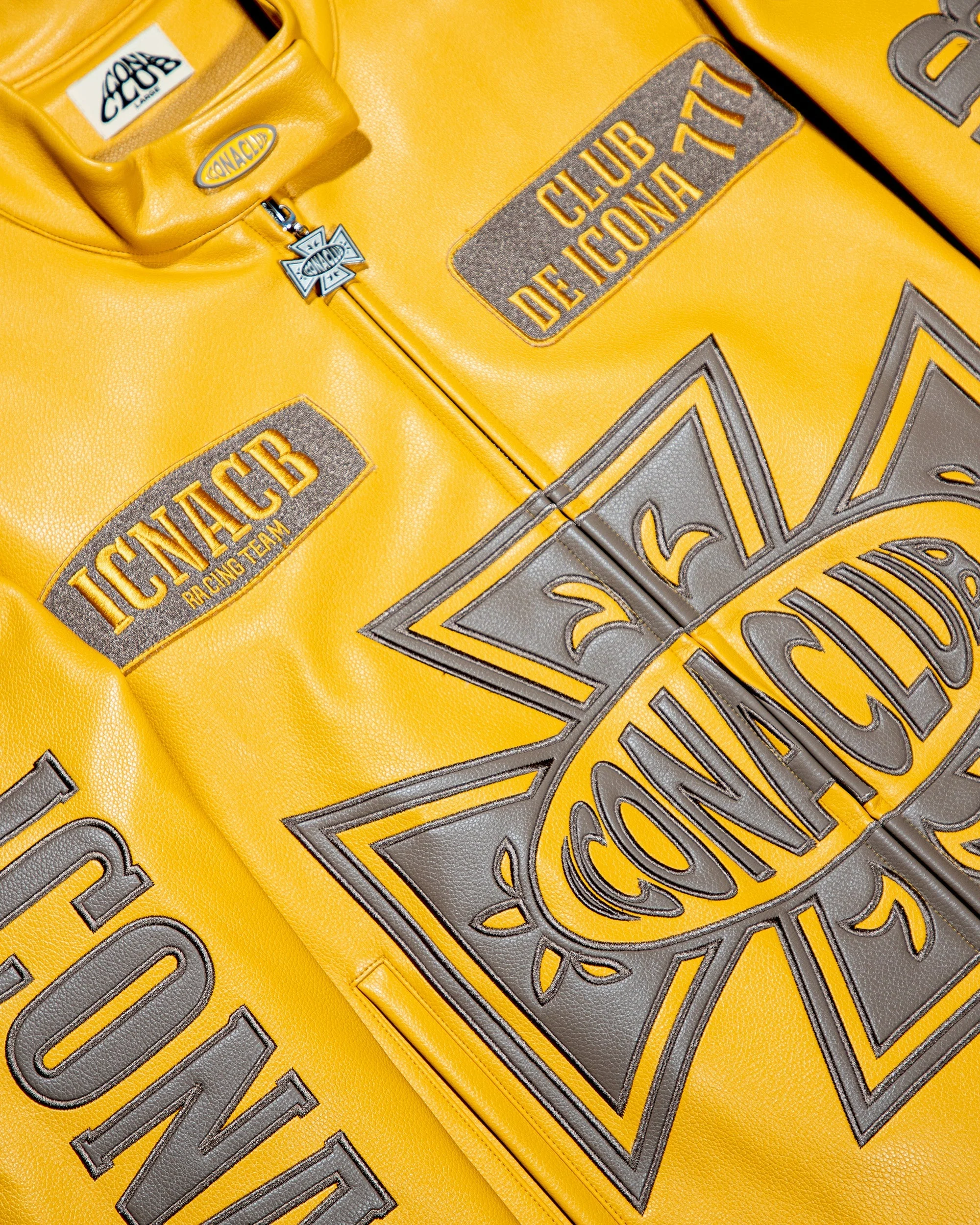 Iconaclub Leather Jacket Signal Yellow - Image 3