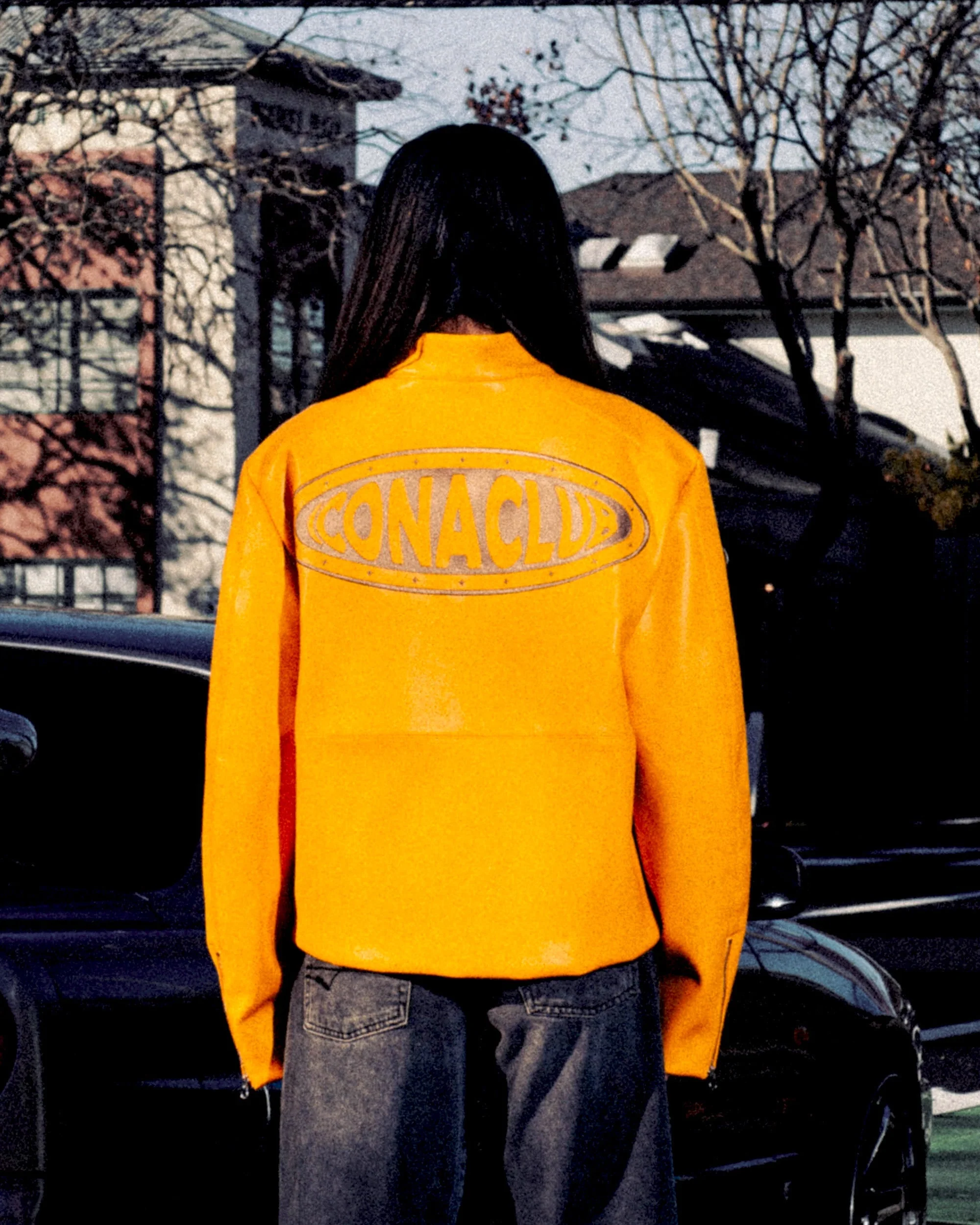Iconaclub Leather Jacket Signal Yellow - Image 6